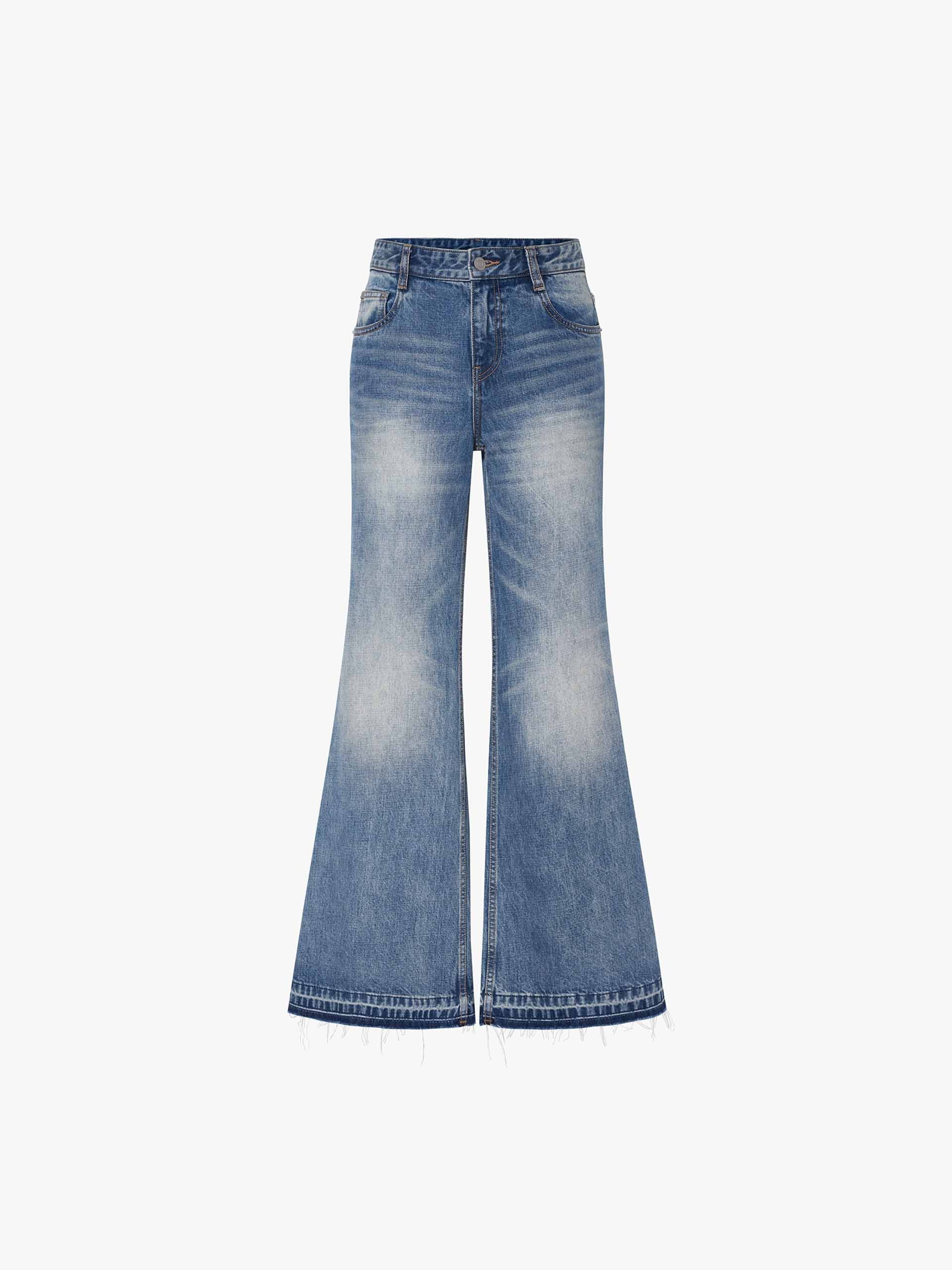 Raw Hem Flare Jeans - Image 5