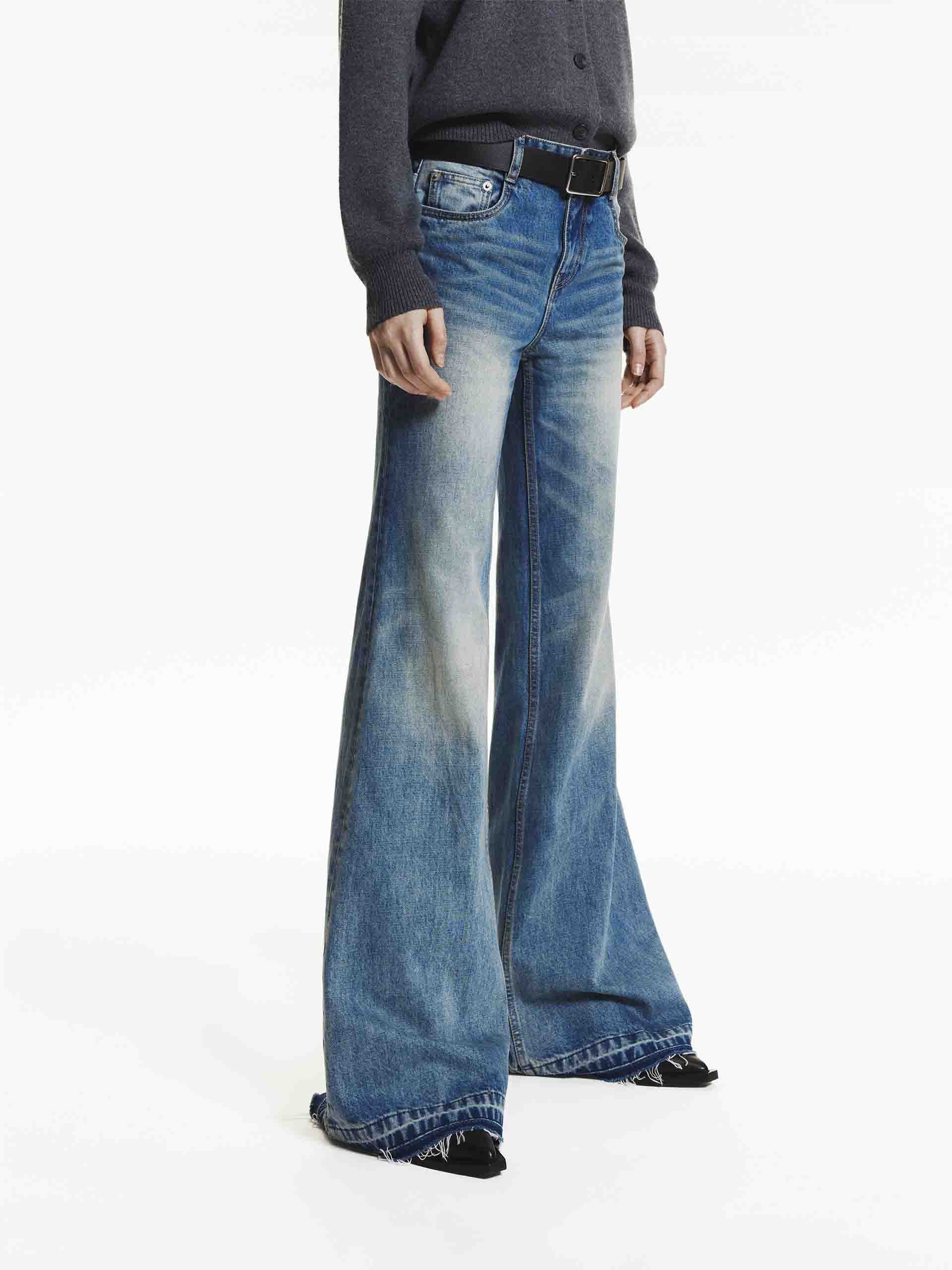 Raw Hem Flare Jeans - Image 6