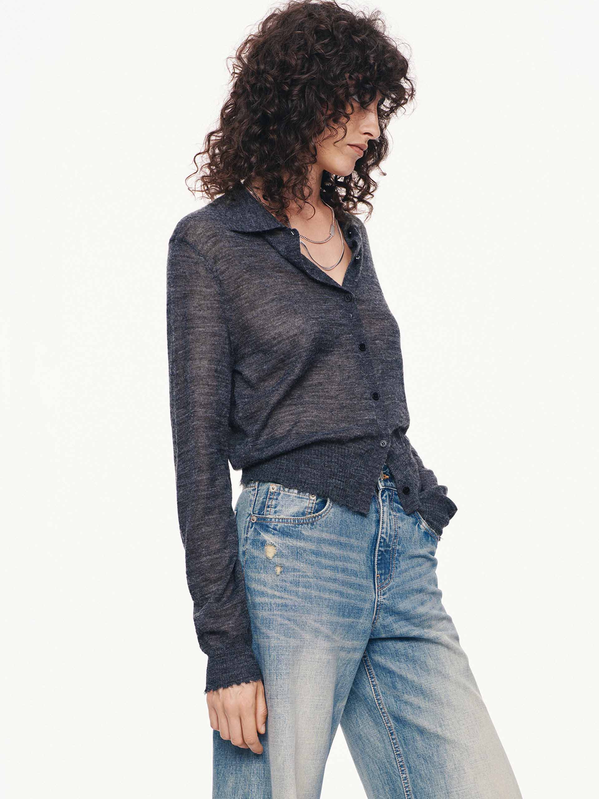 Raw Hem Knitted Cardigan - Image 15