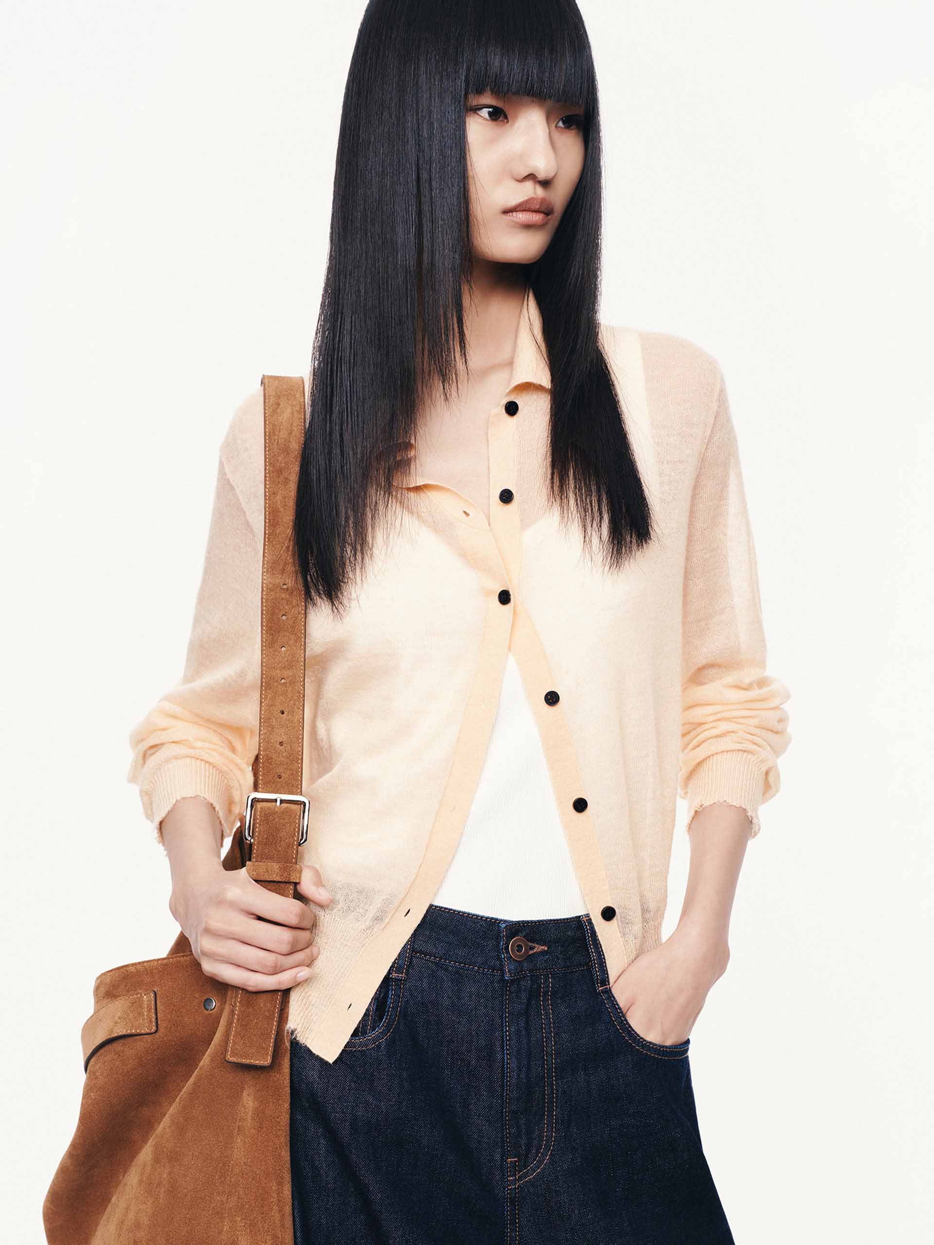 Raw Hem Knitted Cardigan - Image 7