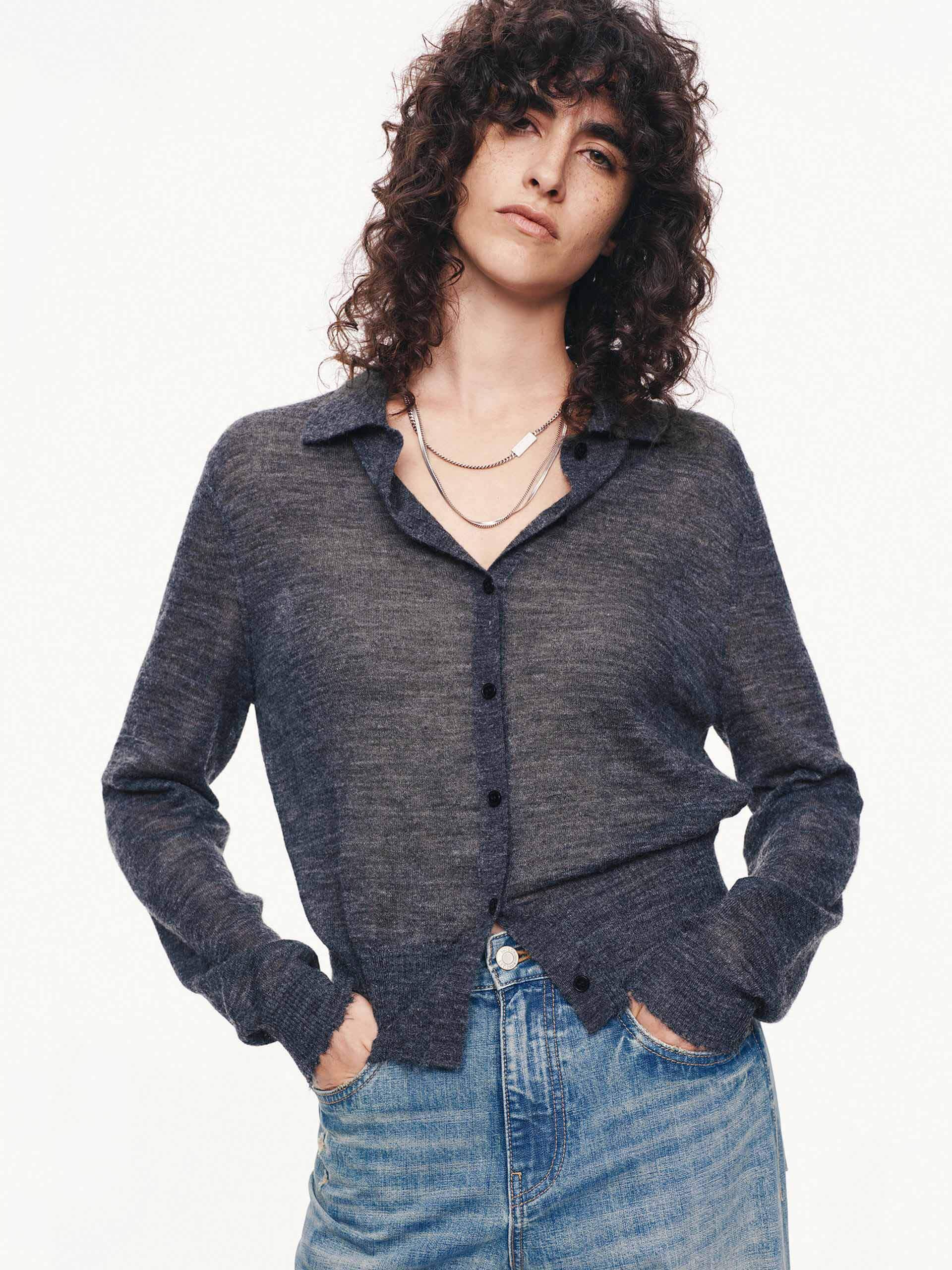 Raw Hem Knitted Cardigan - Image 9