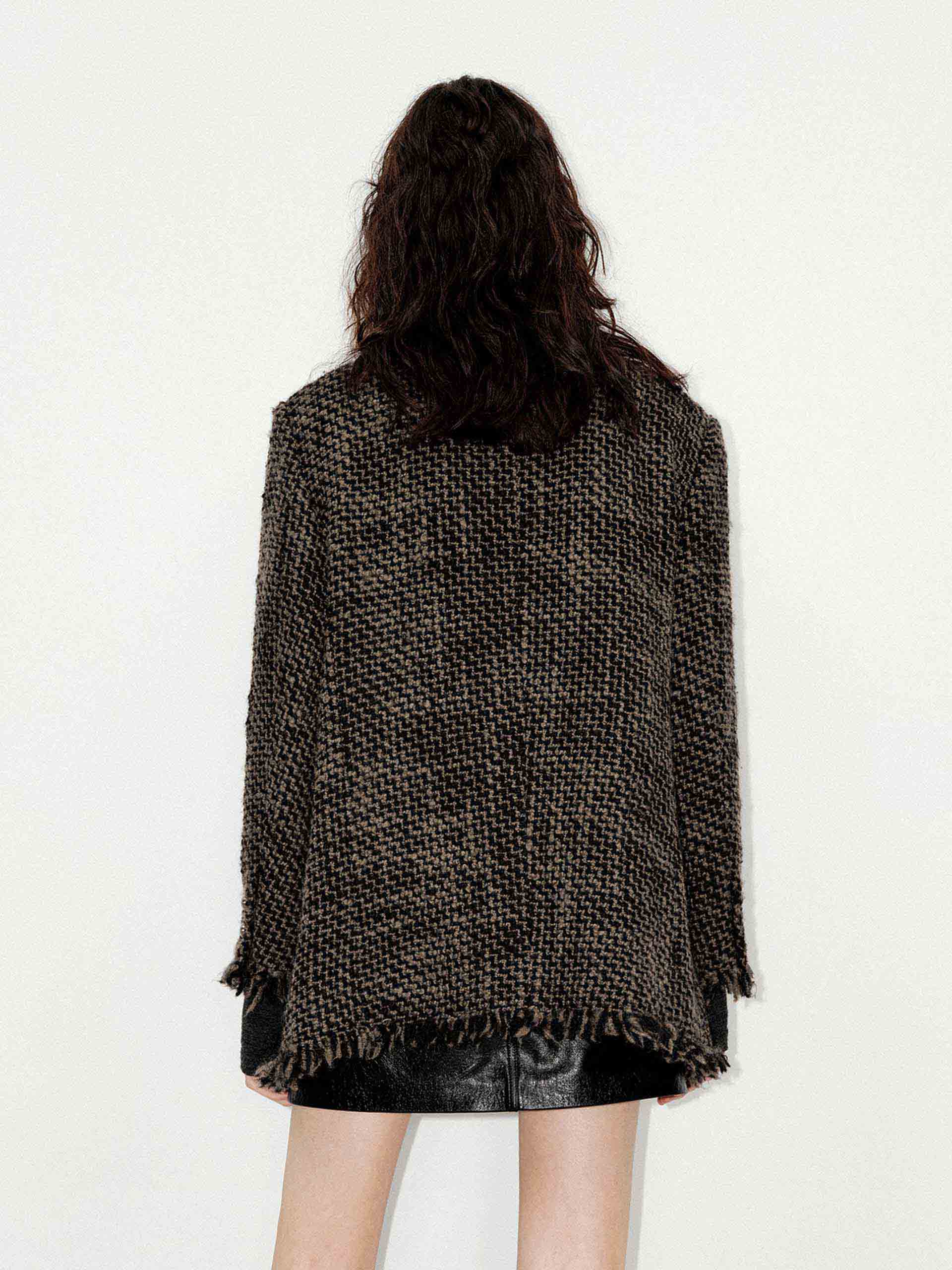 Raw Trim Collarless Coat - Image 6