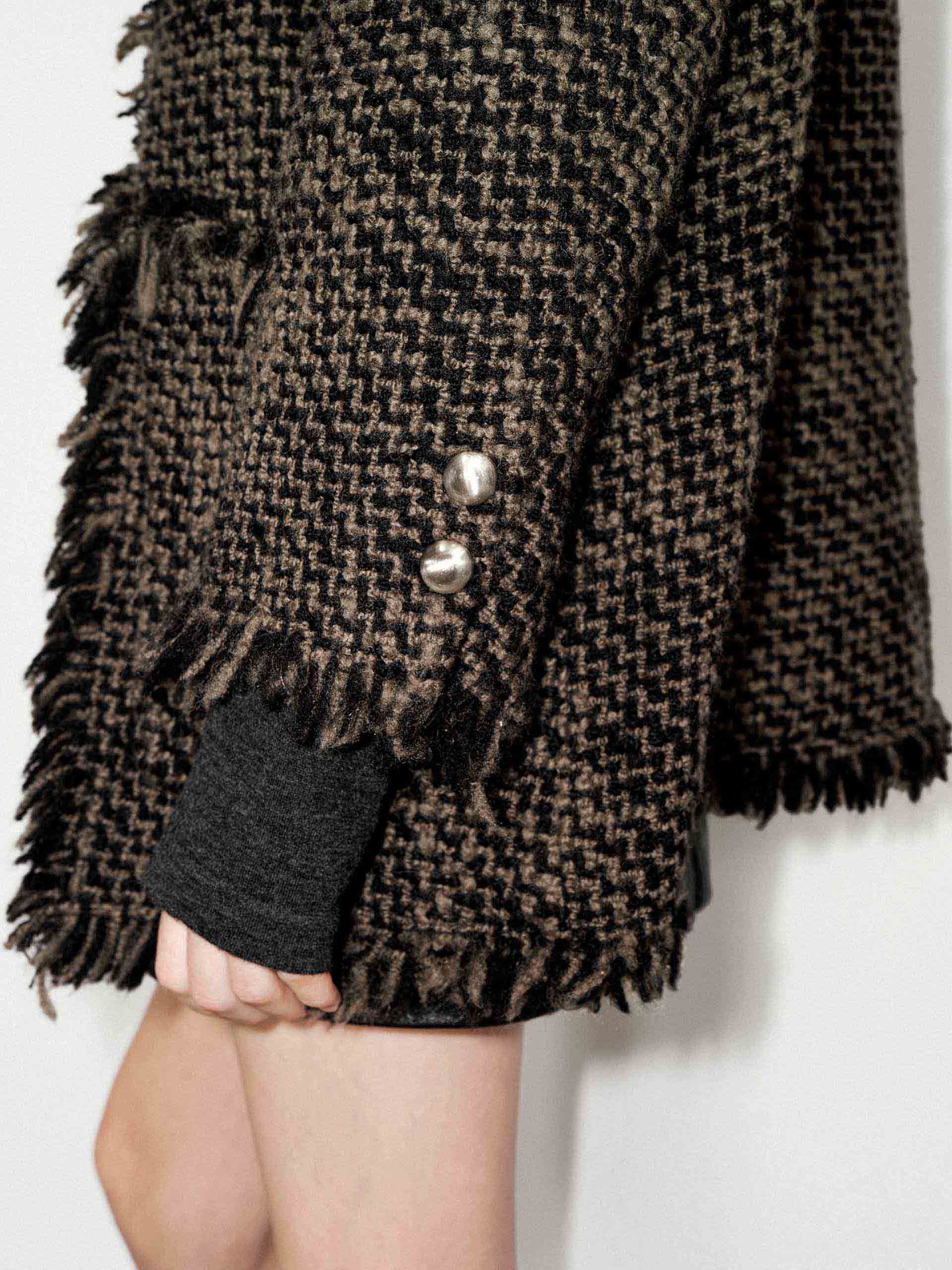 Raw Trim Collarless Coat - Image 7