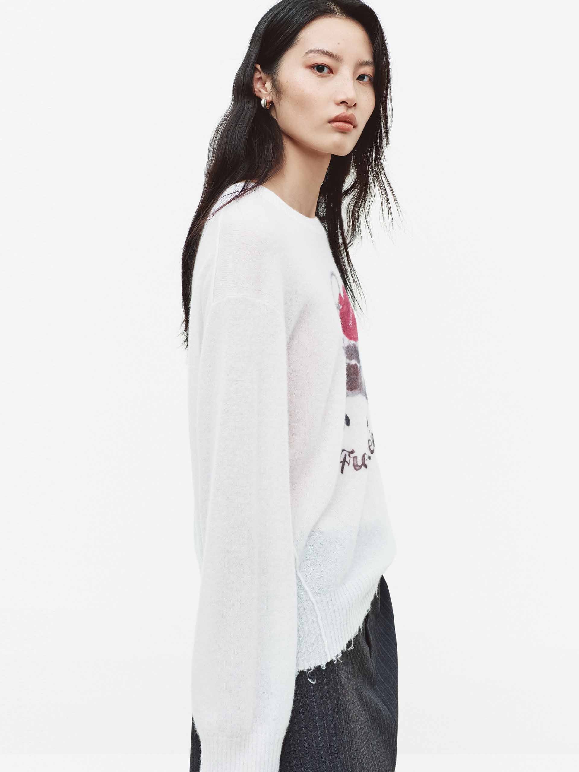 Raw Trim Printed Sweater - Image 11