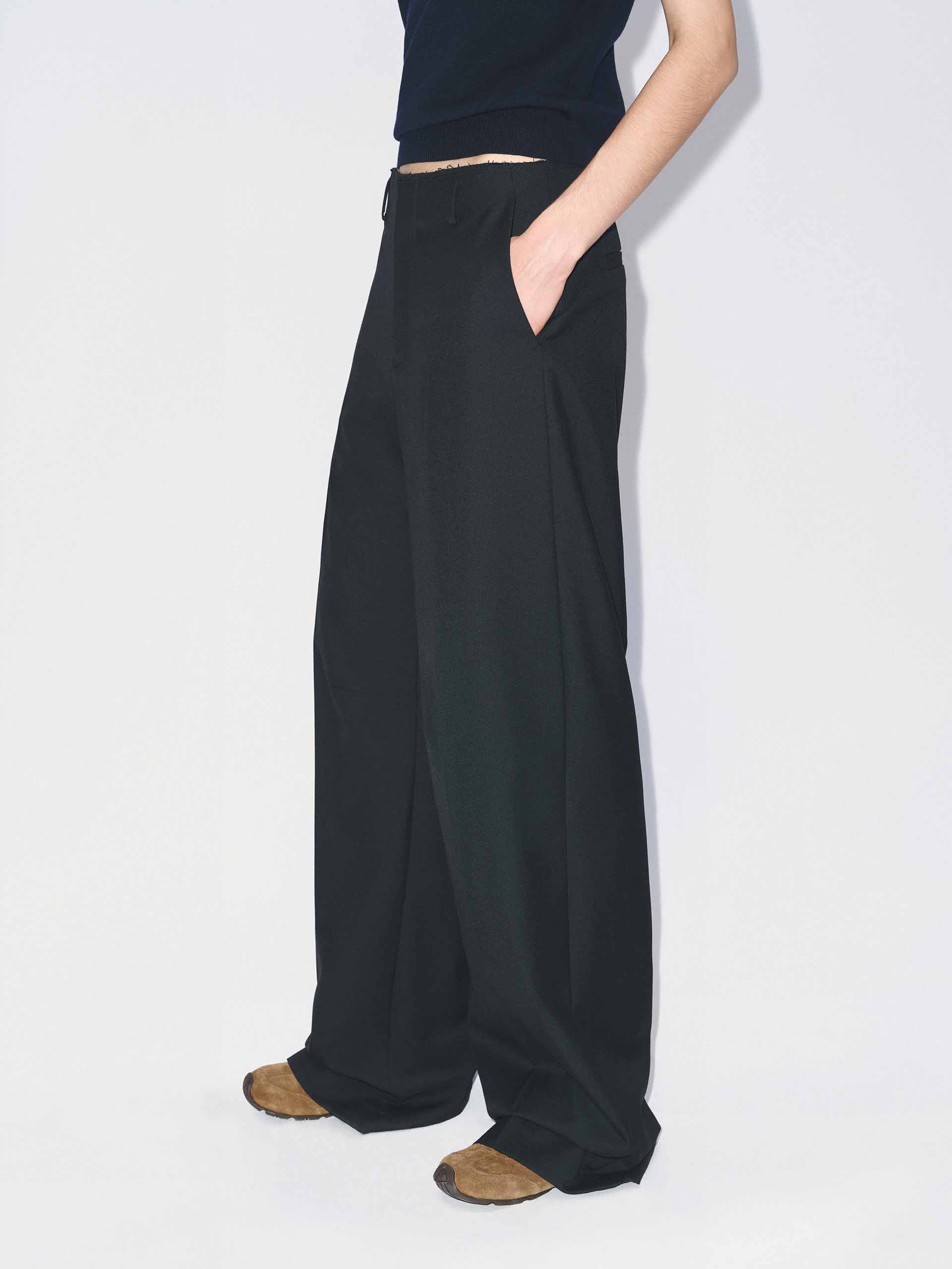 Raw Waistband Detail Trousers - Image 3