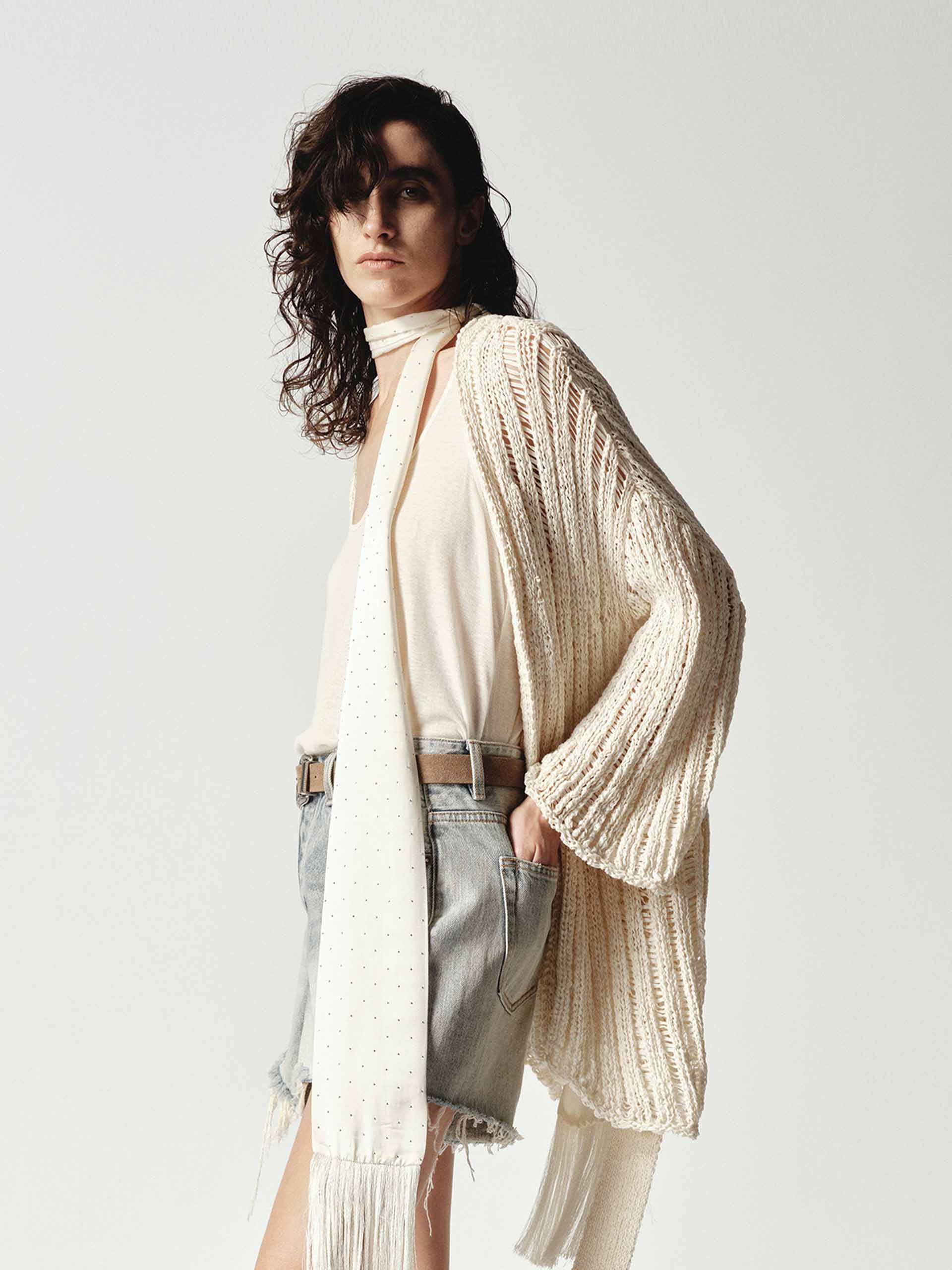Relaxed Crochet Knit Cardigan - Image 3