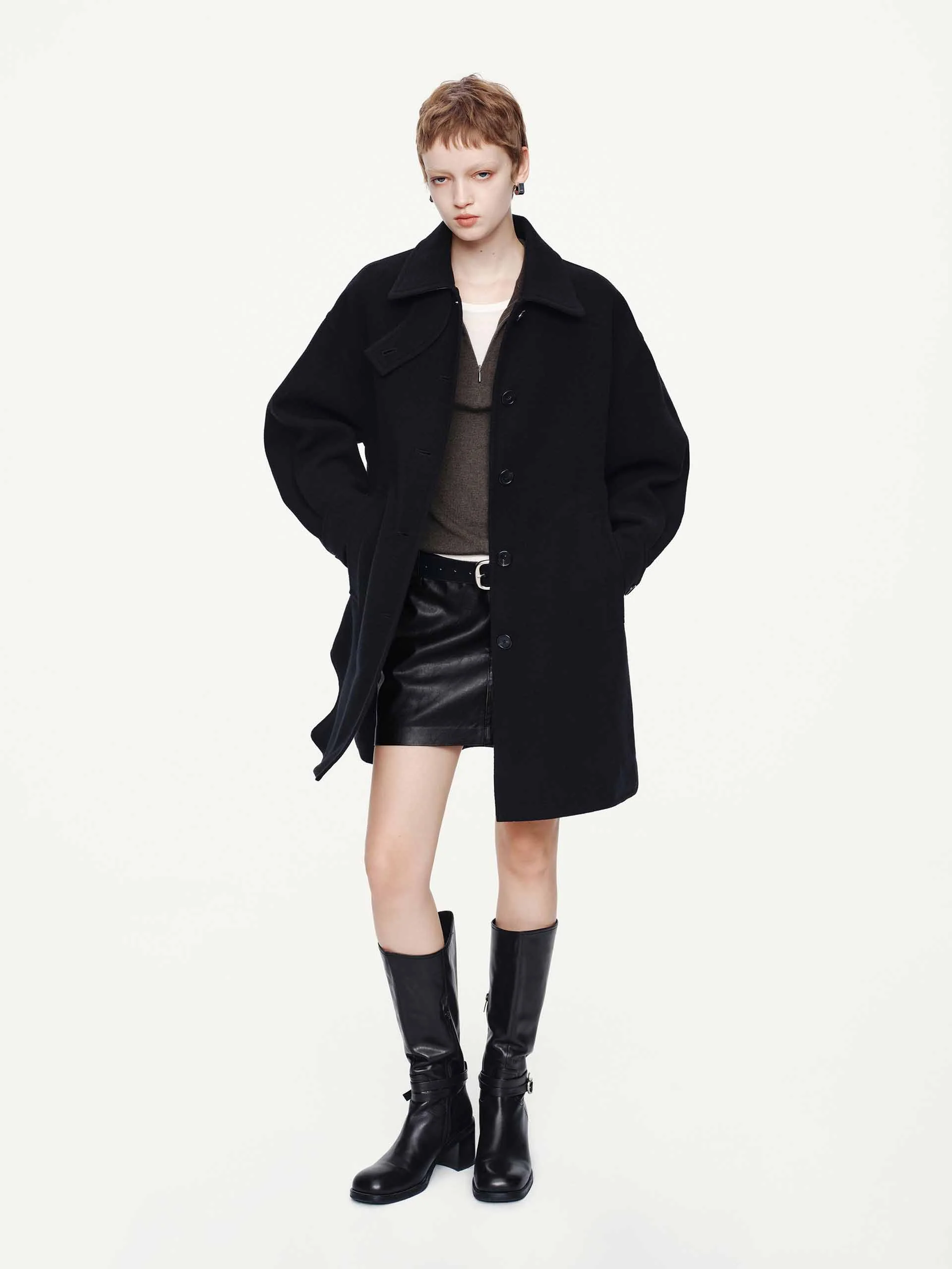 Removable Collar Wool Coat - Image 2