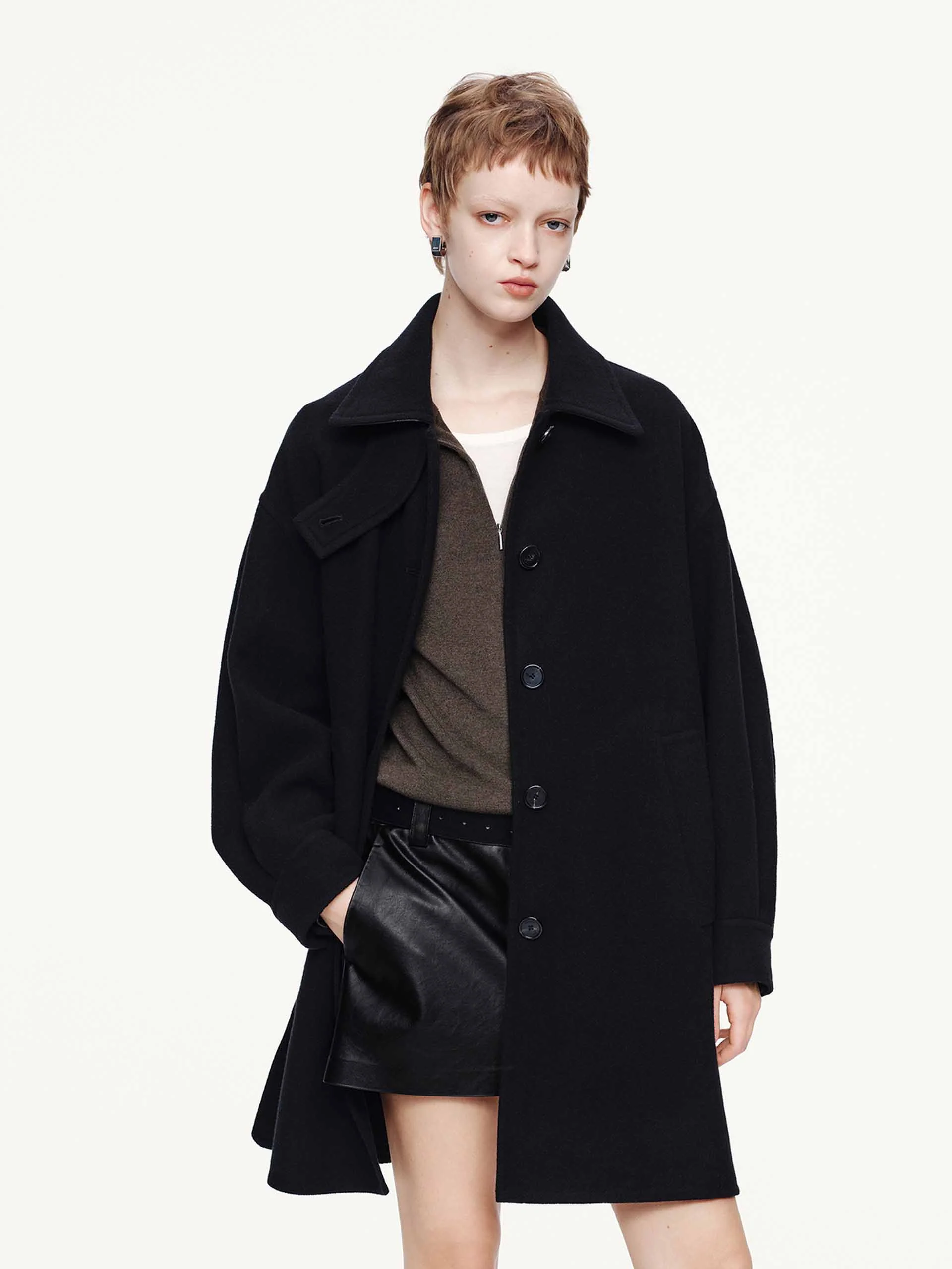 Removable Collar Wool Coat - Image 3