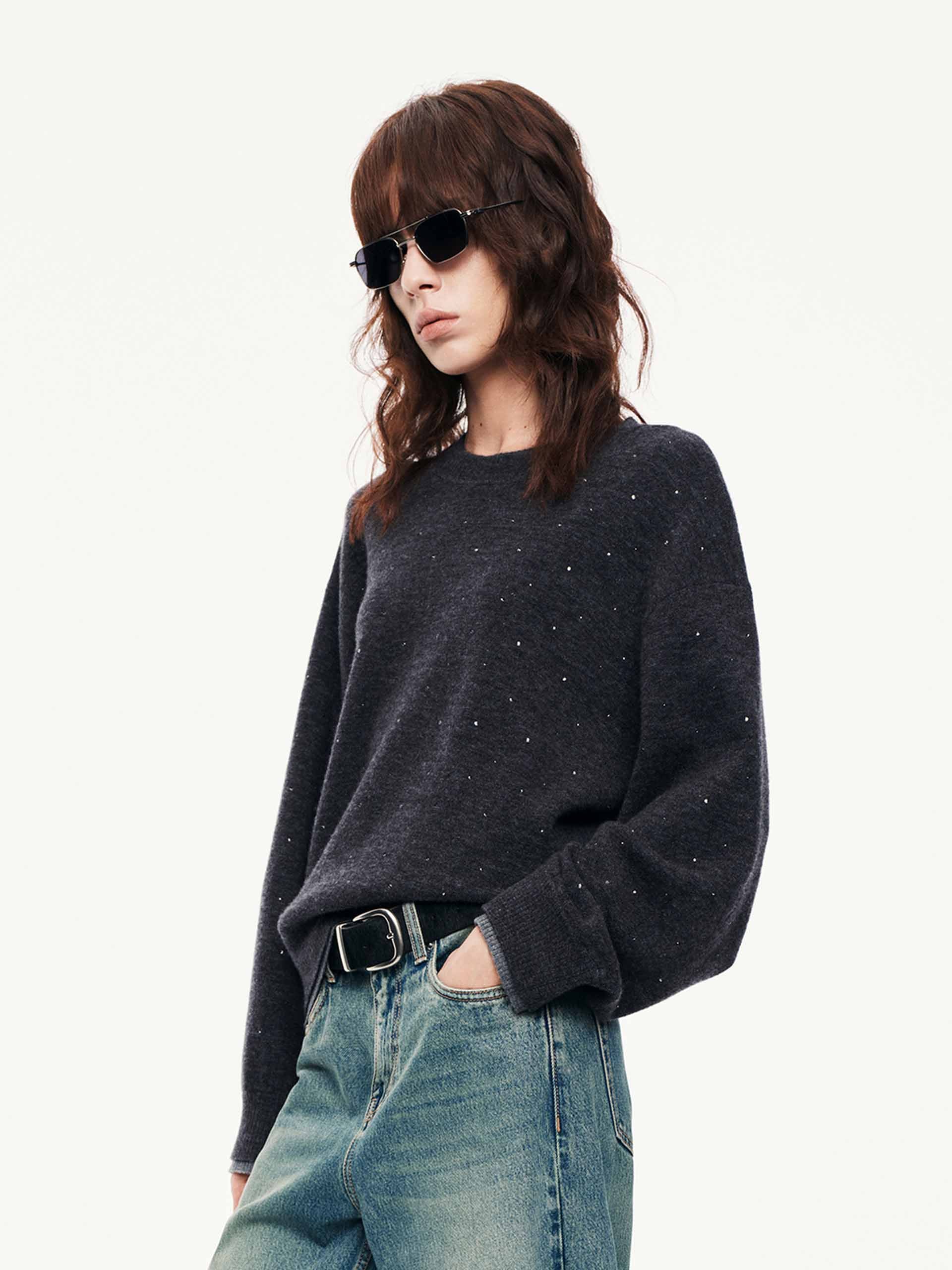 Rhinestone Wool Blend Sweater - Image 7