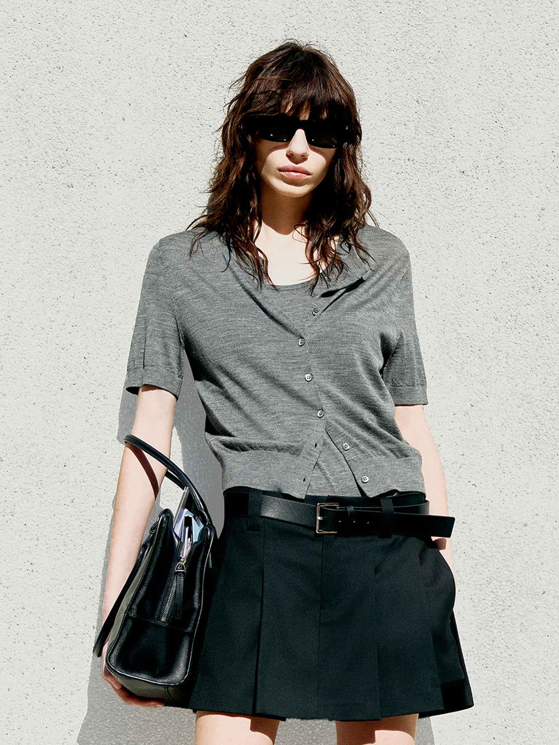 Ribbed Trim Wool Top
