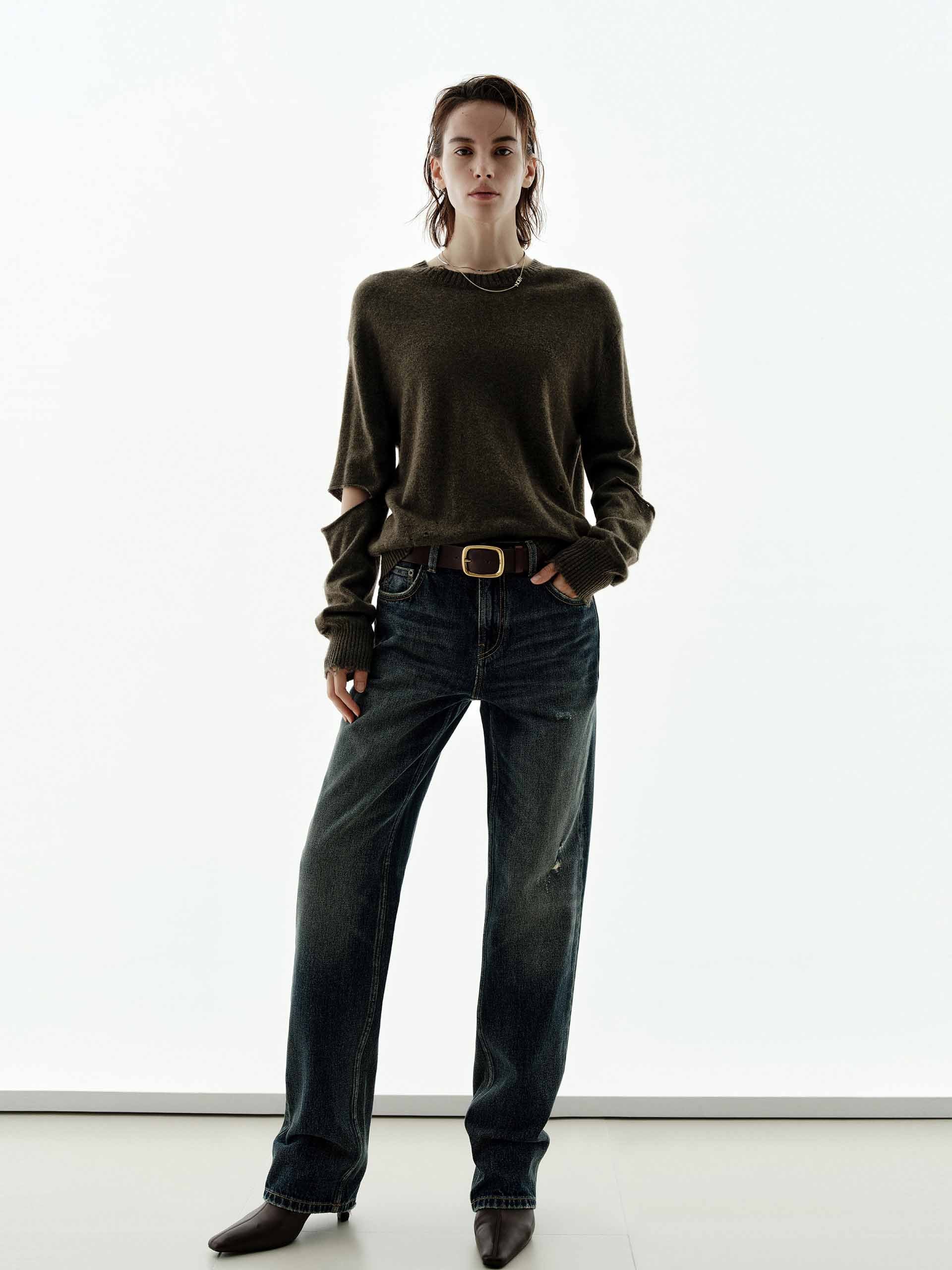 Ripped Cutout Sleeves Knitted Top - Image 2