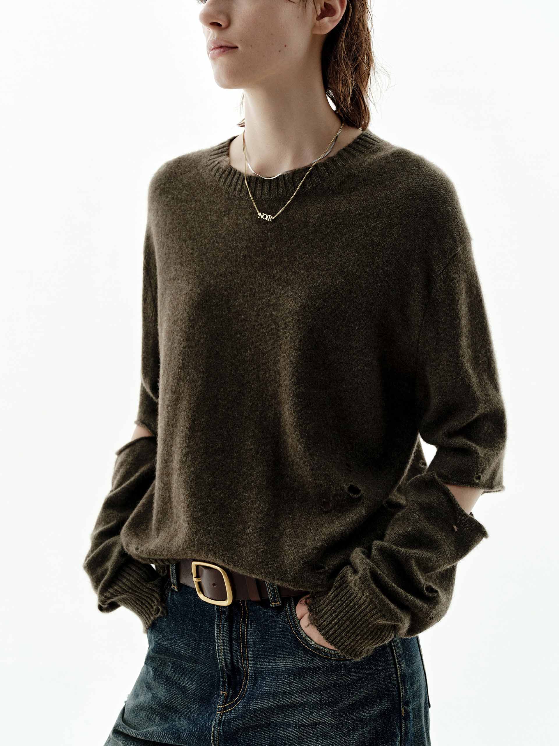 Ripped Cutout Sleeves Knitted Top - Image 8