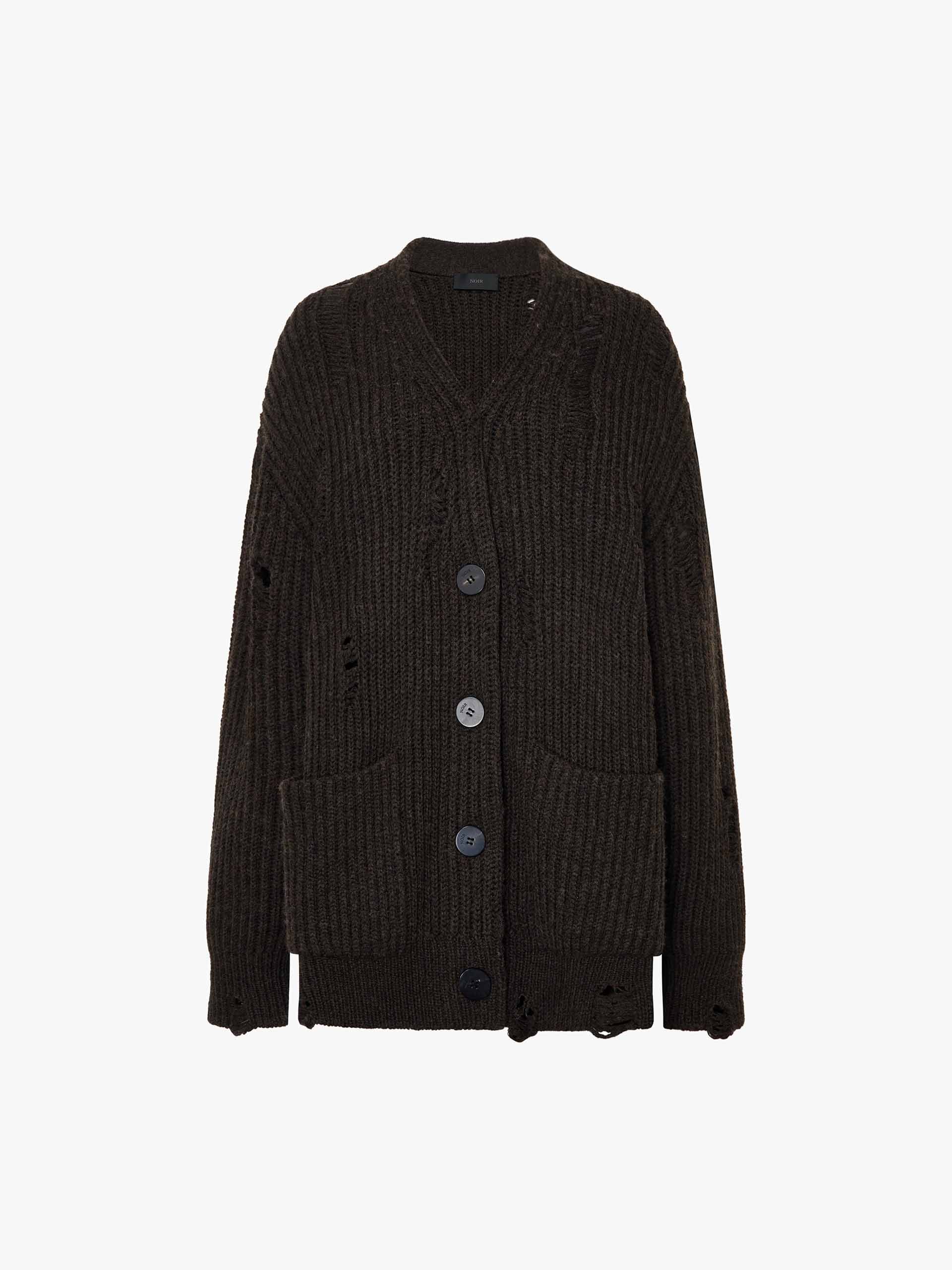 Ripped Loose Wool Cardigan - Image 5