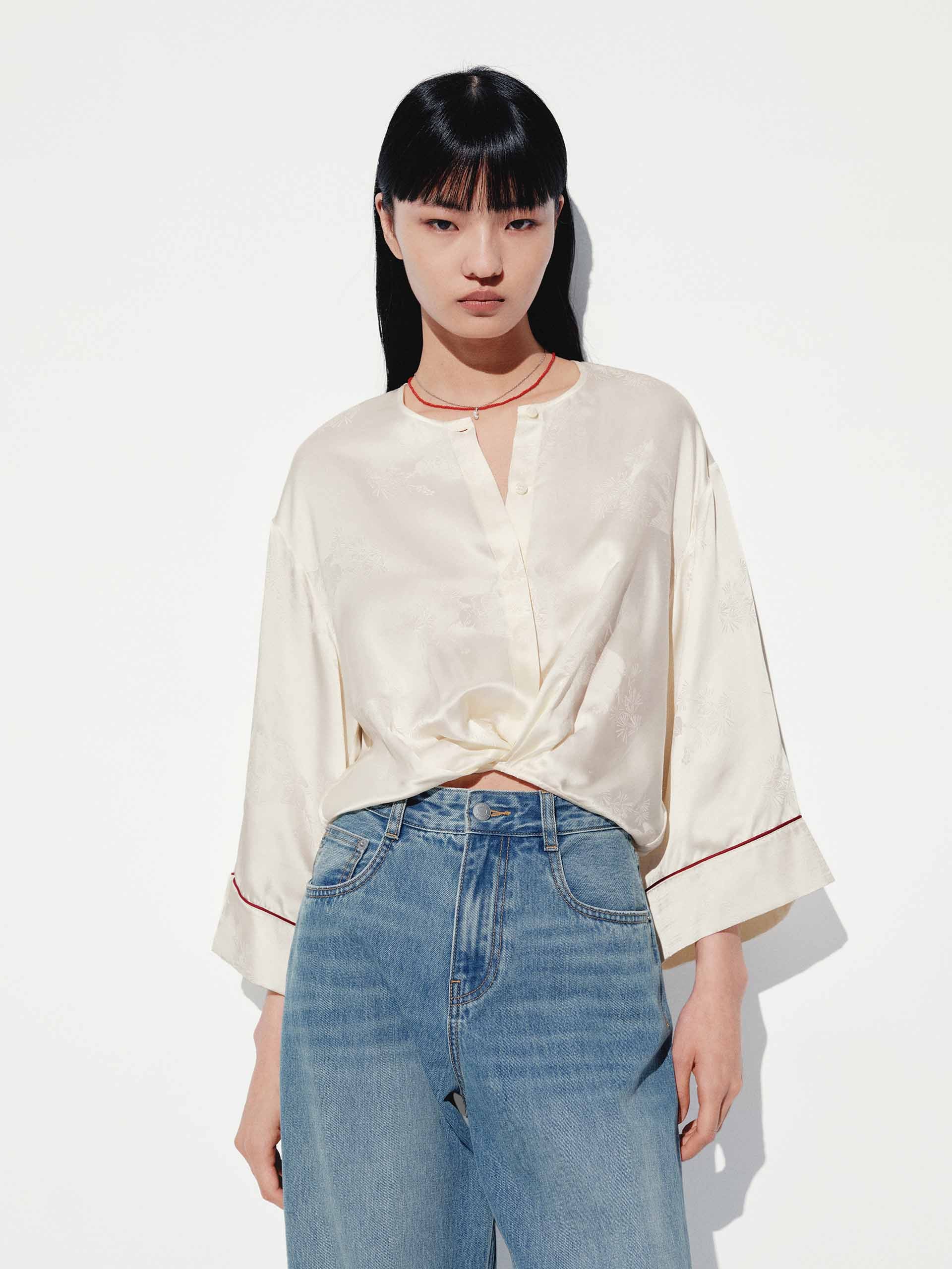 Round Neck Satin Blouse
