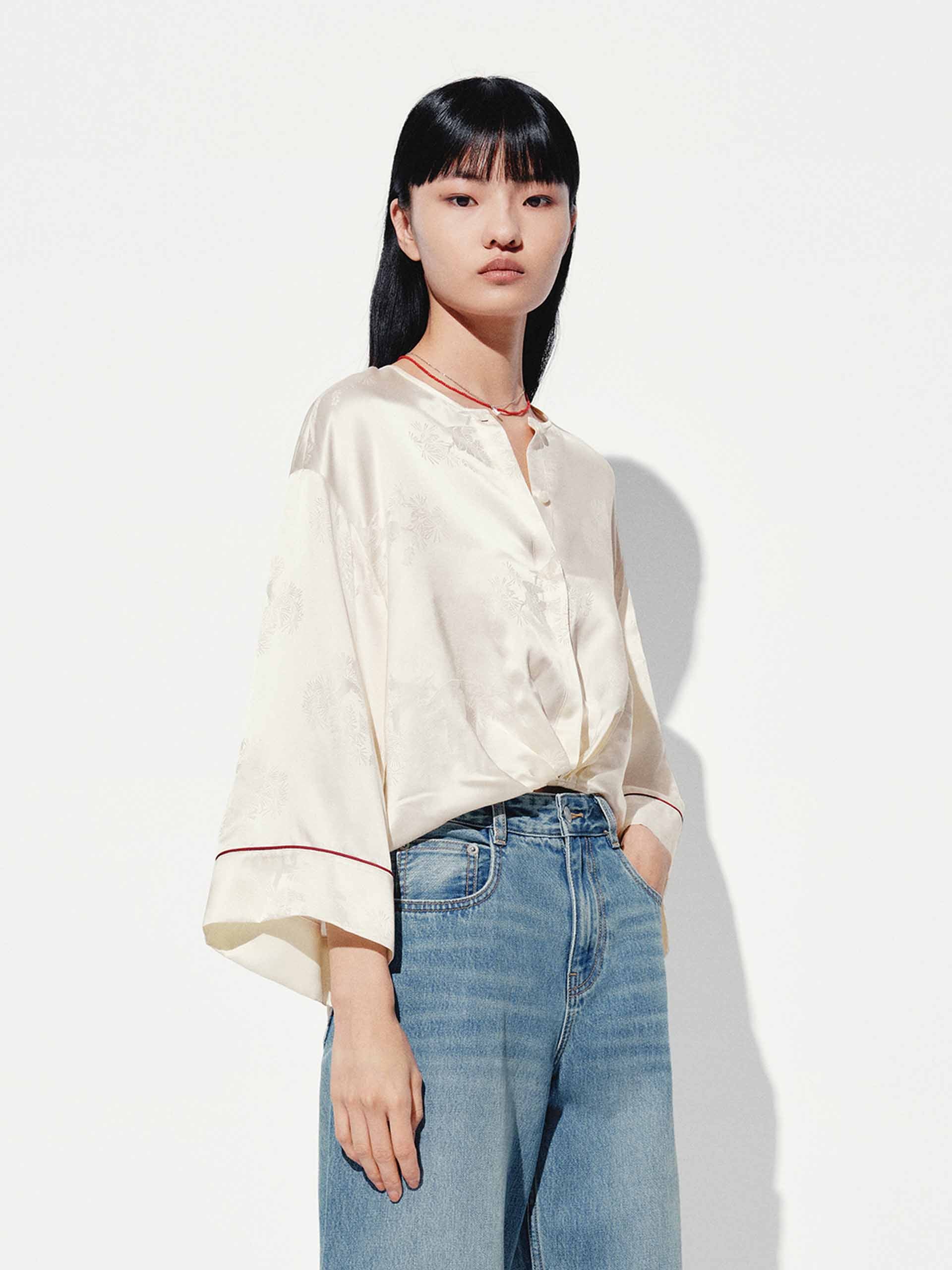 Round Neck Satin Blouse - Image 3