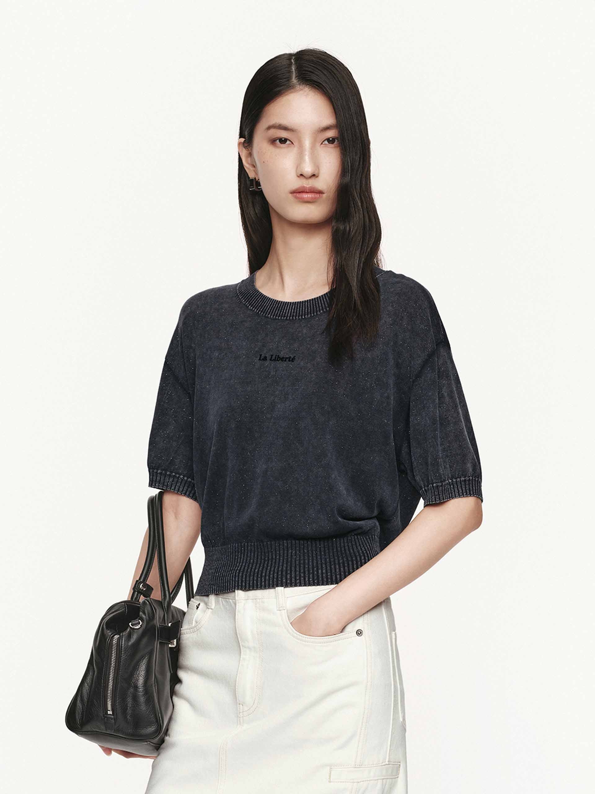 Round Neck Shiny Sweater - Image 3