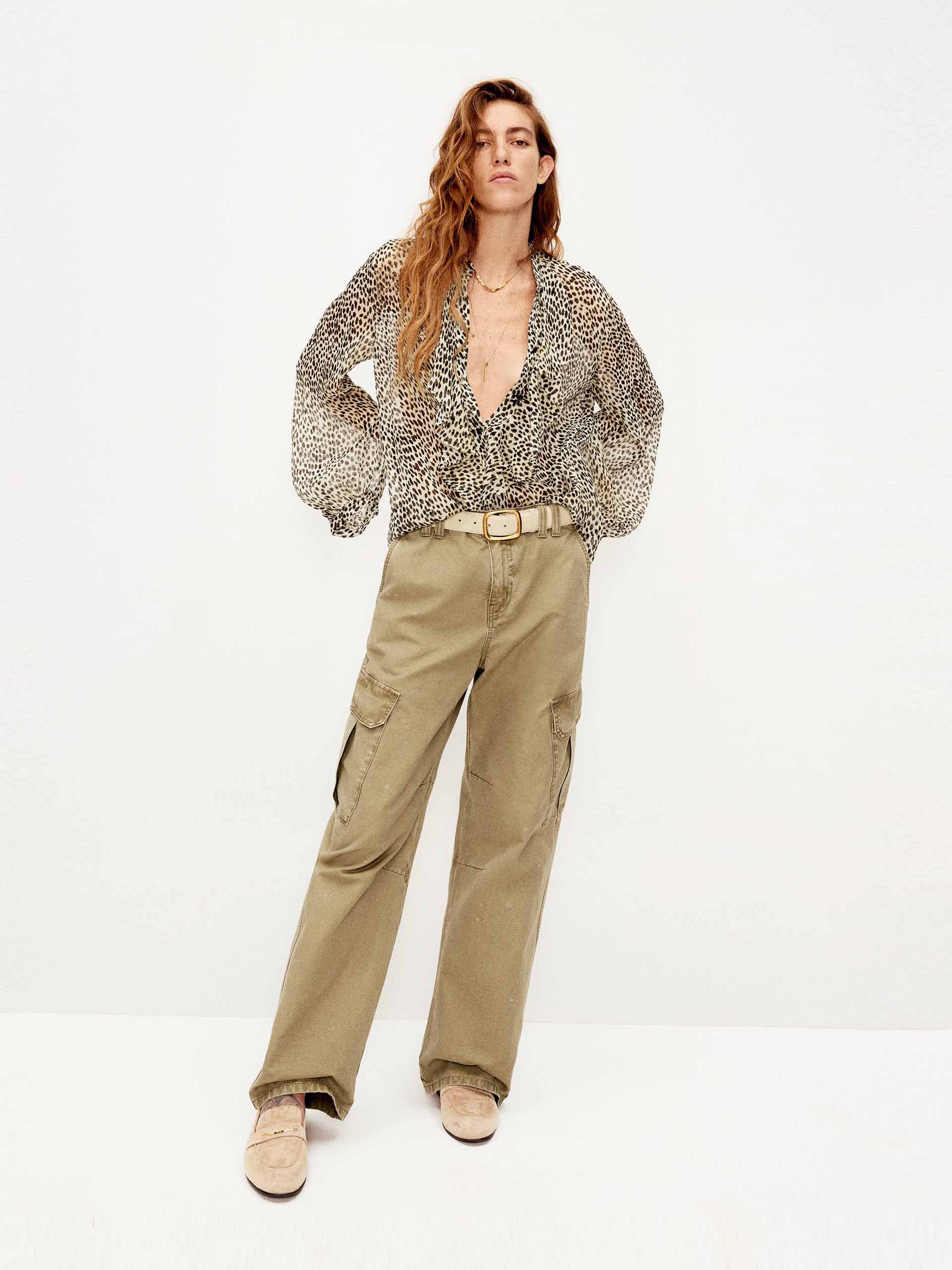 Ruffled Leopard Print Blouse - Image 2