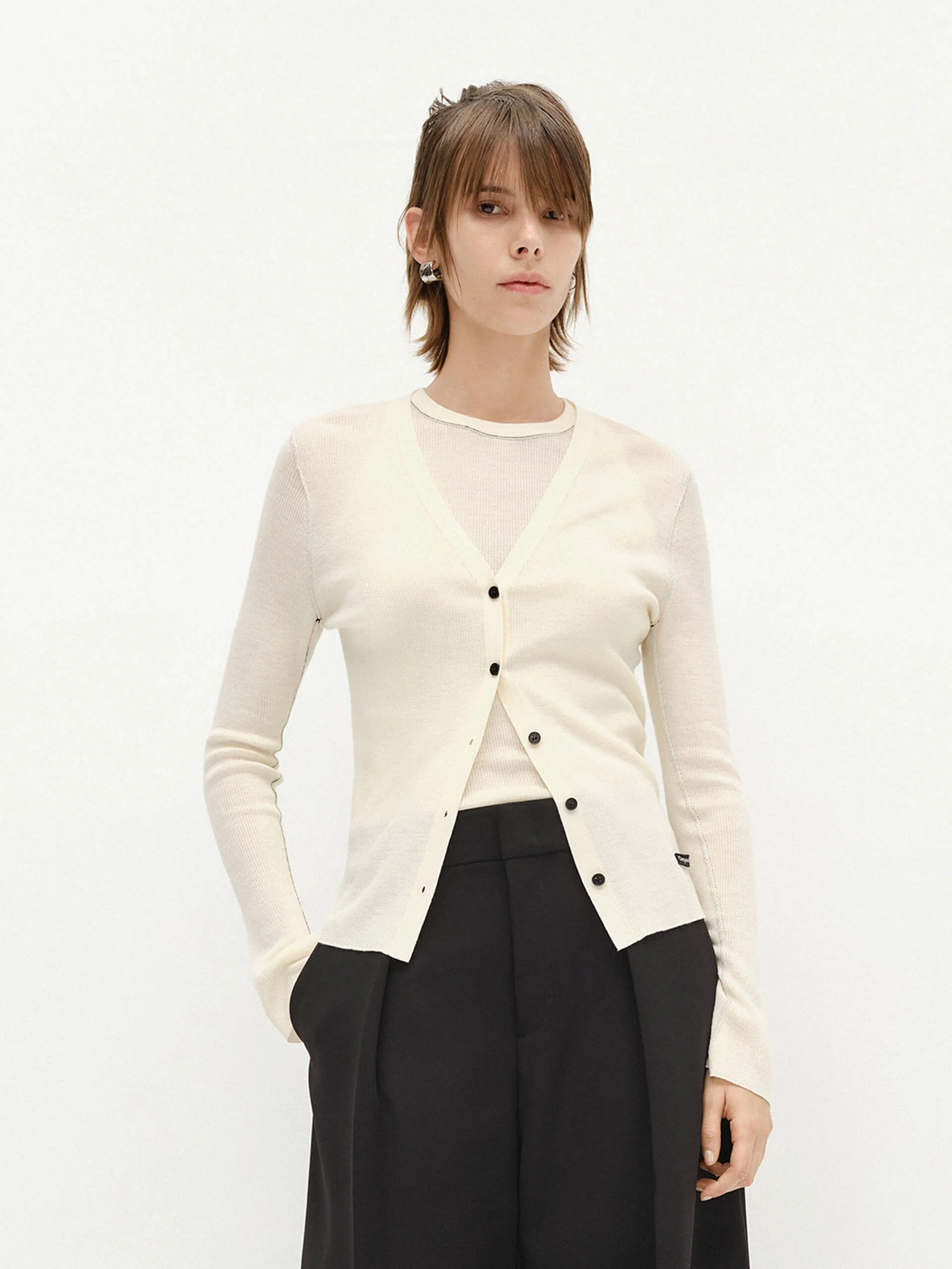 Seams Detail Wool Knit Top
