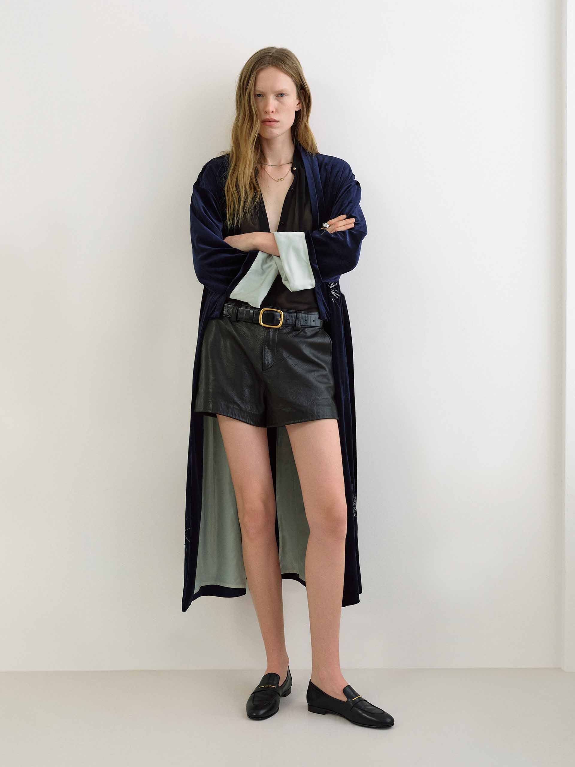 Sequin Collarless Overcoat