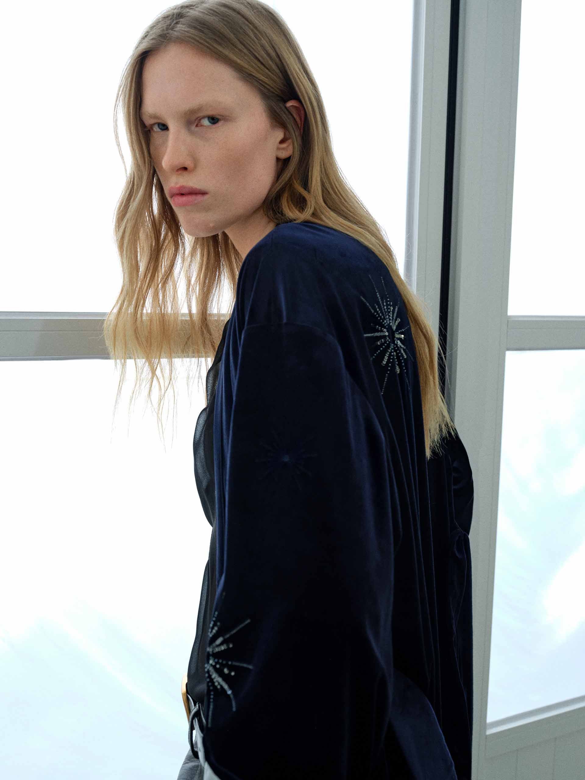 Sequin Collarless Overcoat - Image 7