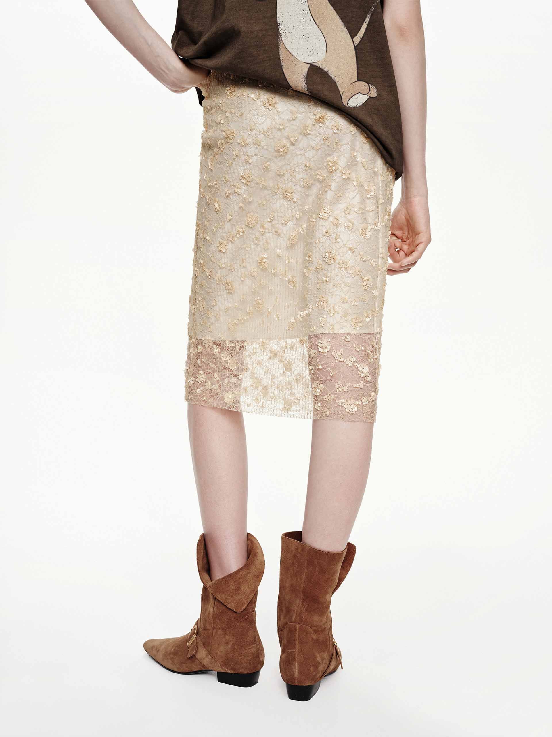 Sequin Detail Lace Skirt - Image 6