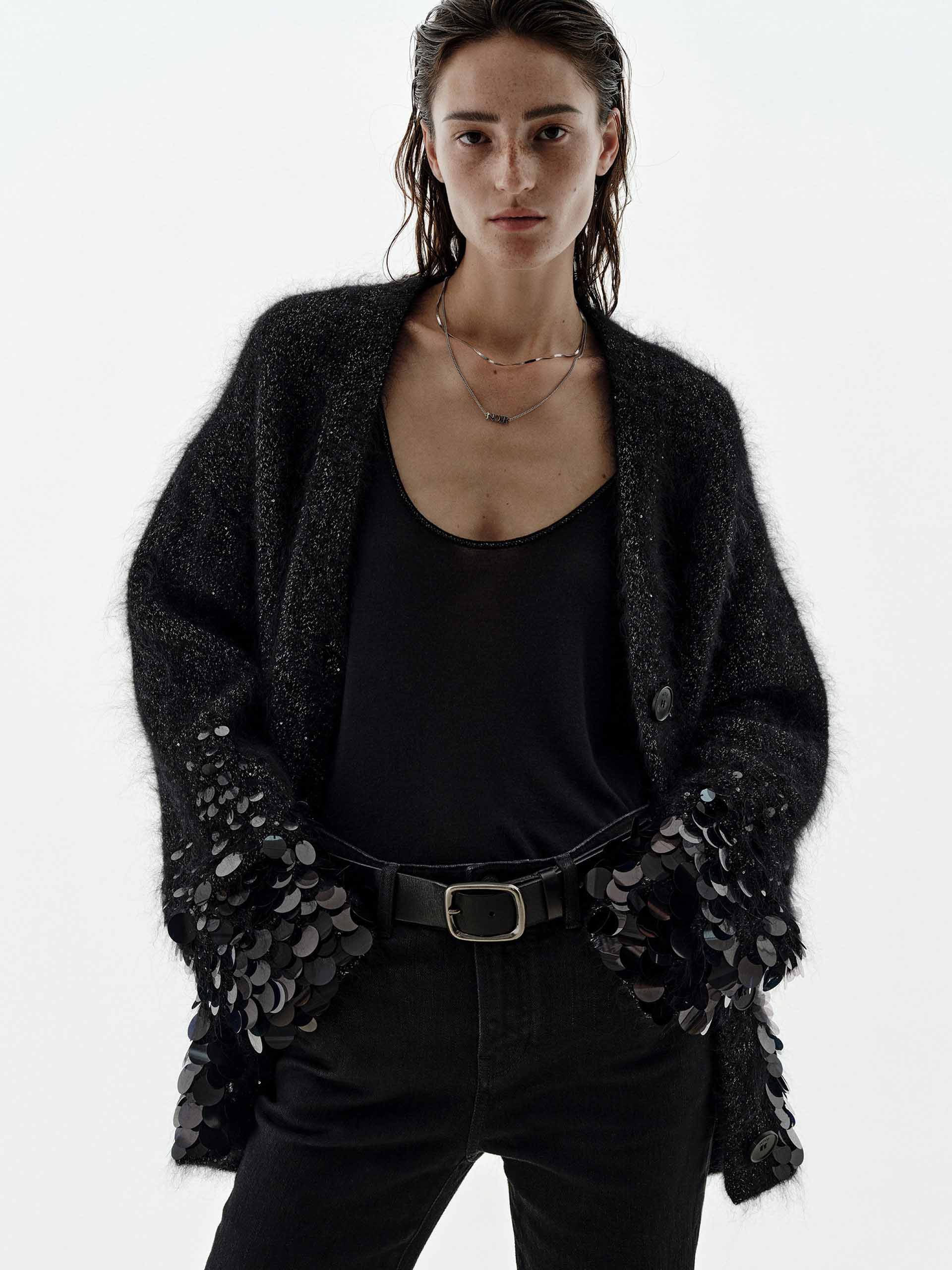 Sequin Detail Loose Cardigan