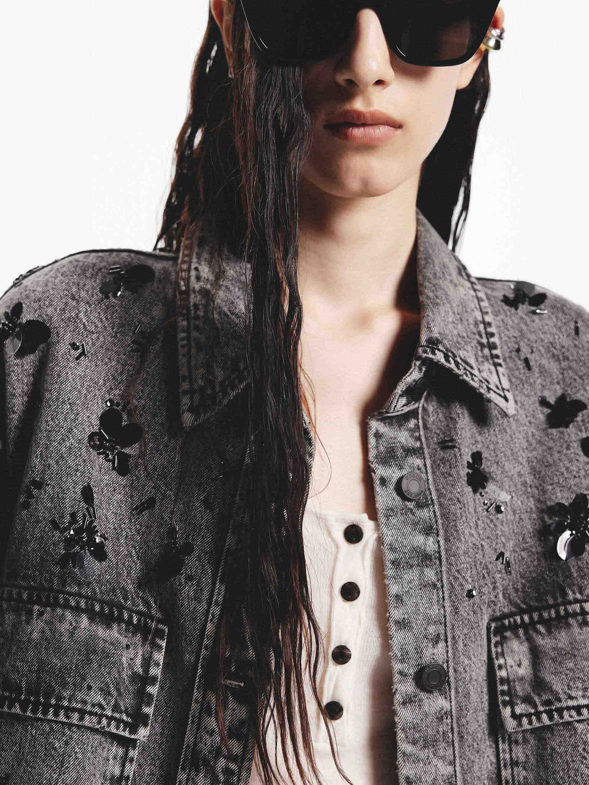 Sequin Detail Loose Jacket - Image 2