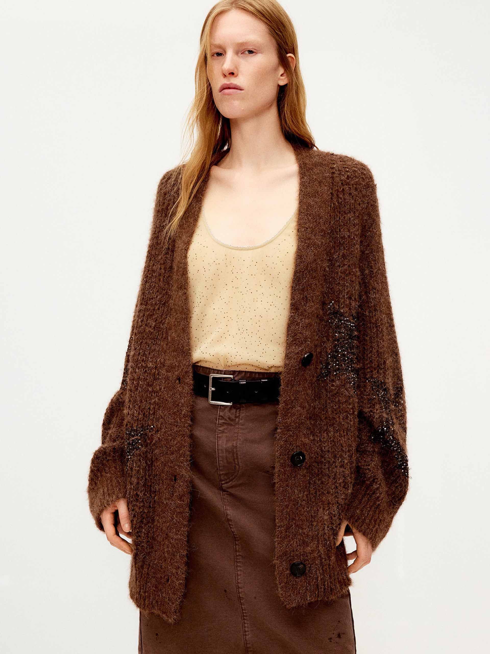Sequin Star Knitted Cardigan
