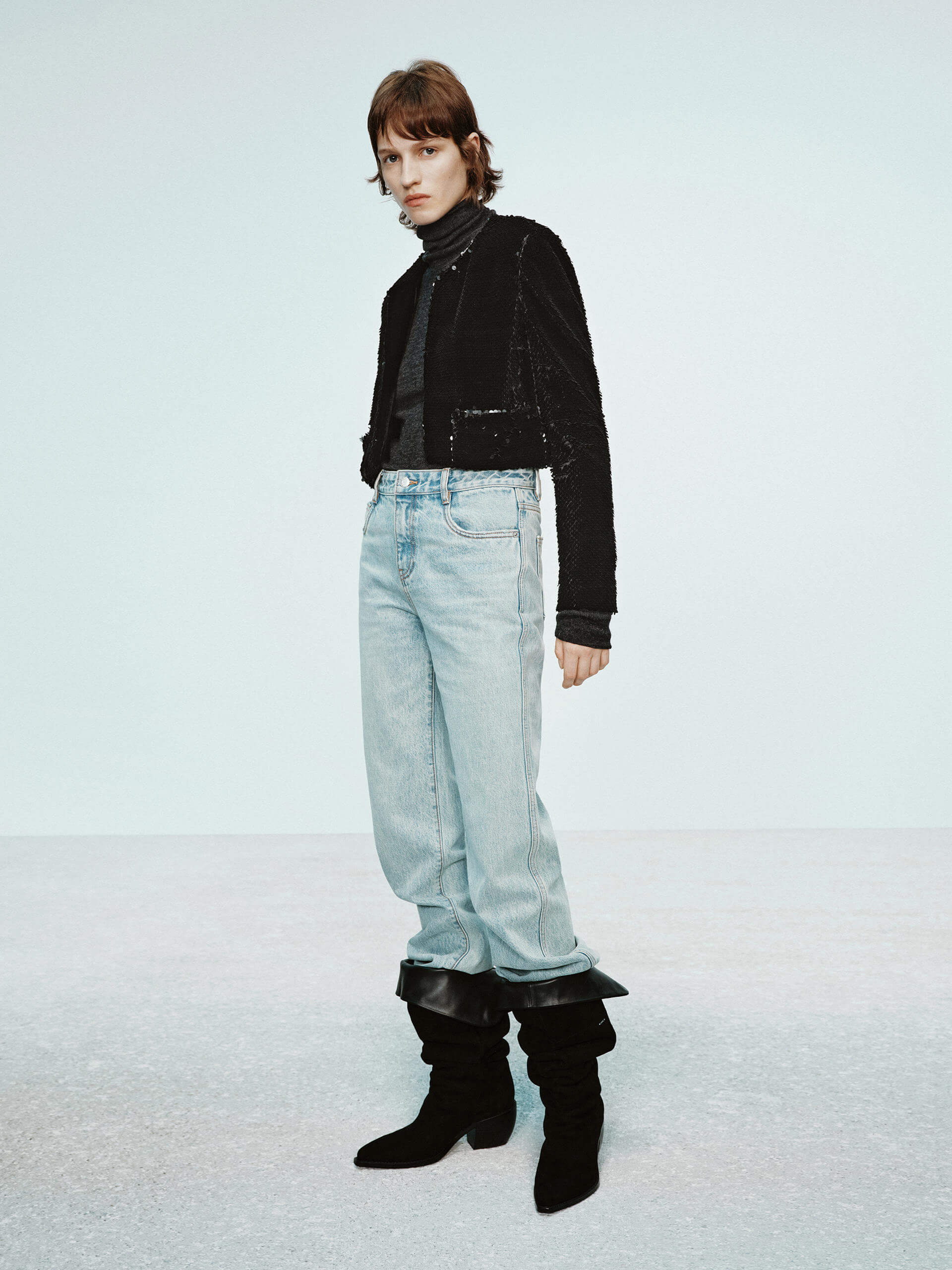 Sequins Finish Cropped Coat - Image 6