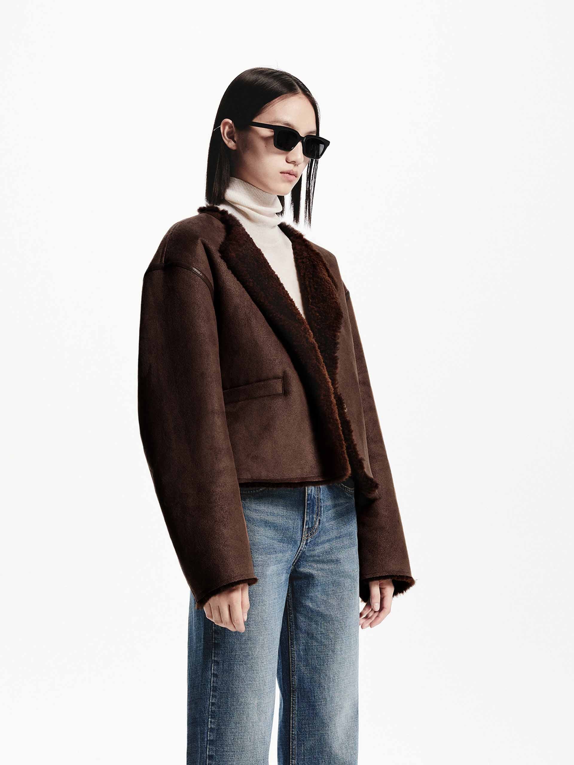 Shearling Cropped Jacket - Image 10
