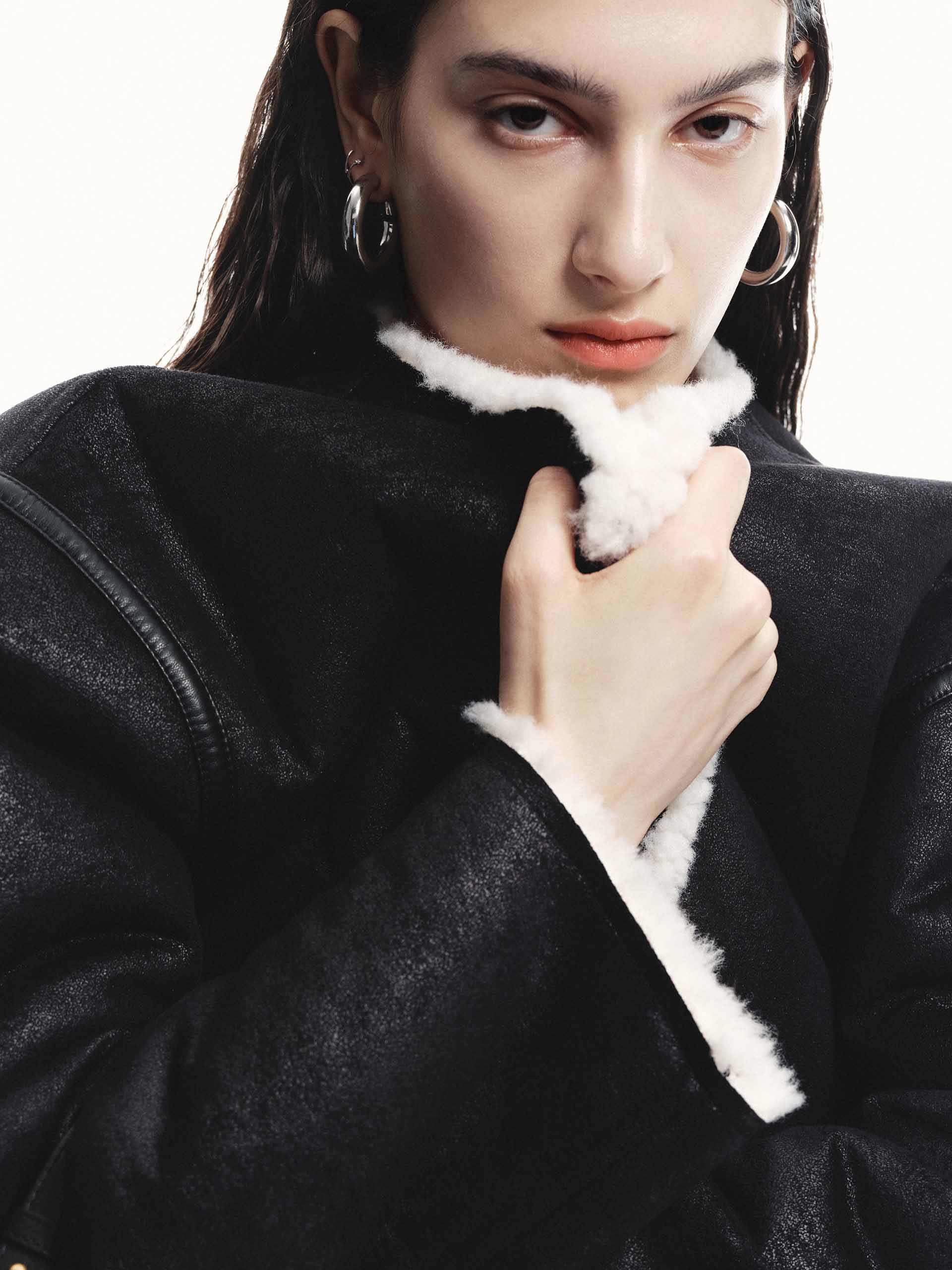 Shearling Cropped Jacket - Image 2