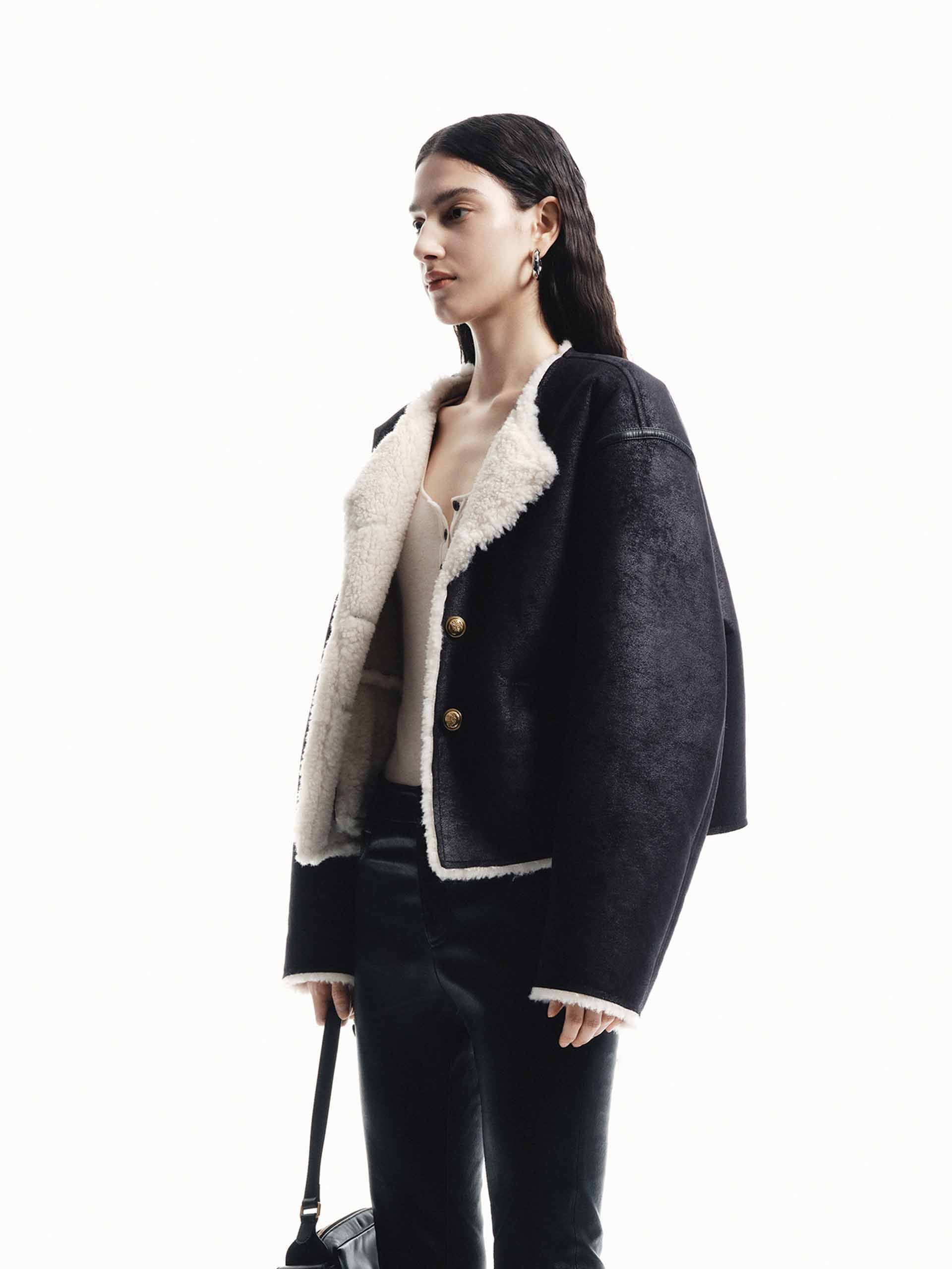 Shearling Cropped Jacket - Image 7