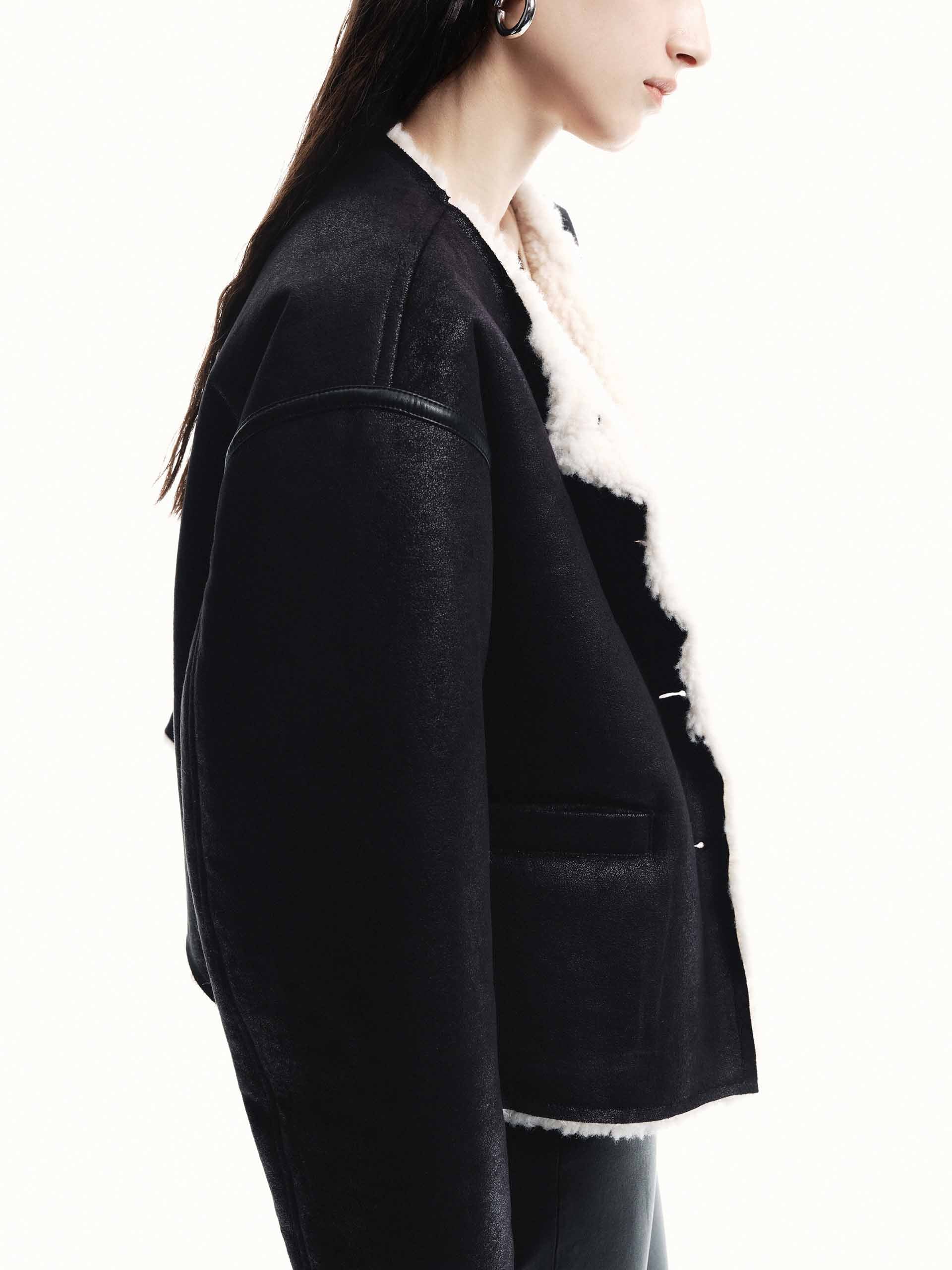 Shearling Cropped Jacket - Image 8