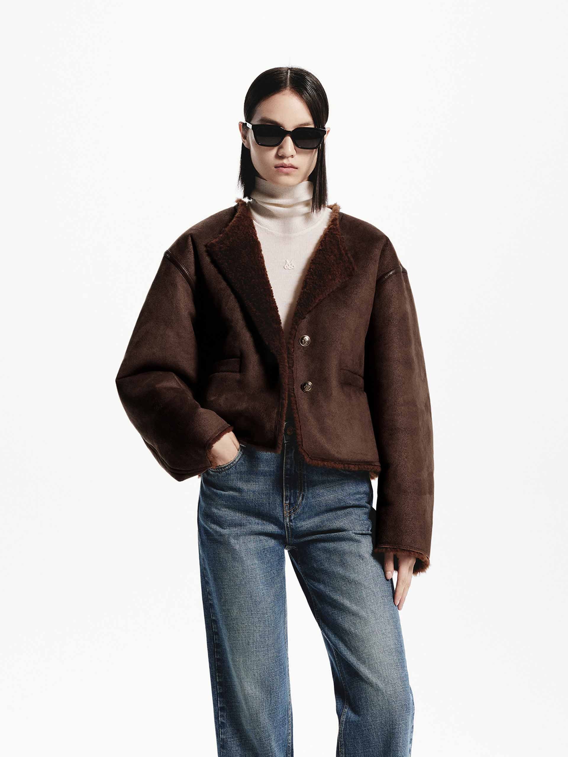 Shearling Cropped Jacket - Image 9