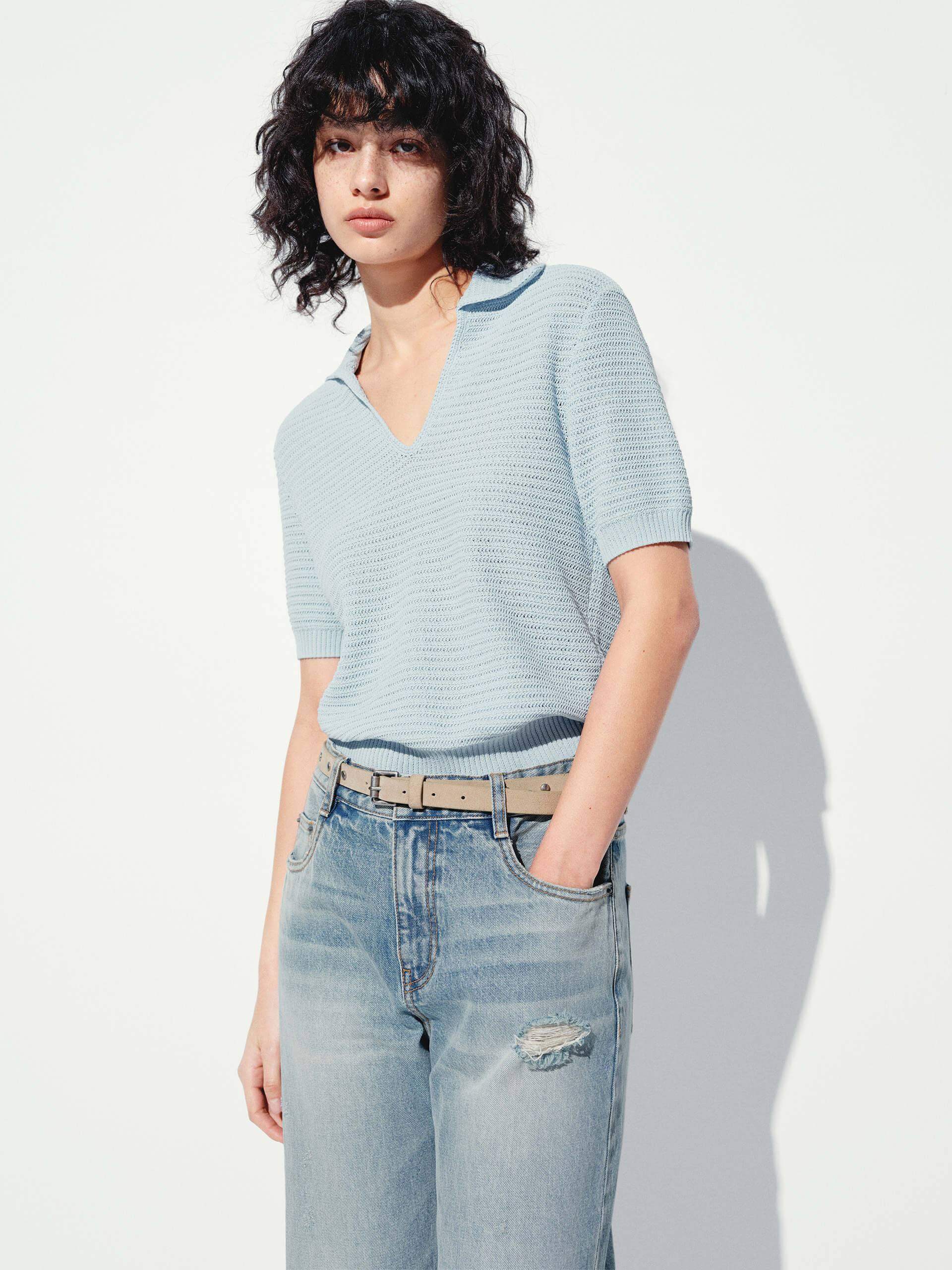Short Sleeves V-neck Knit Top - Image 10