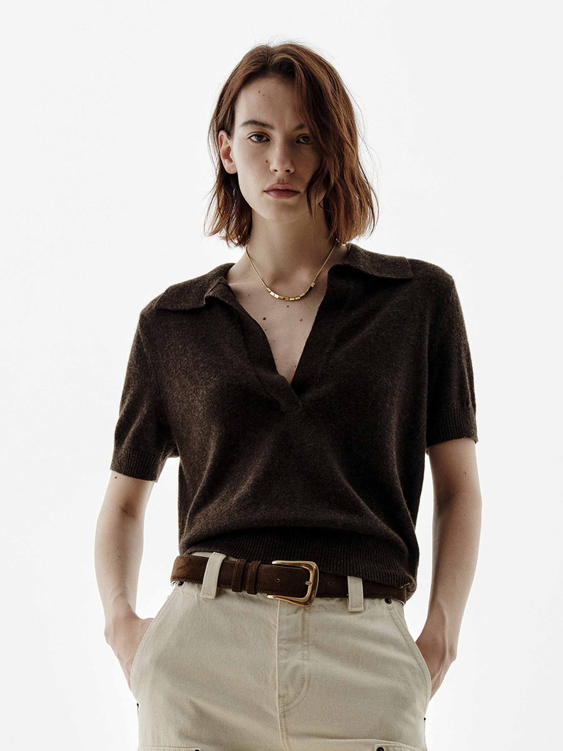 Short Sleeves V-neck Sweater