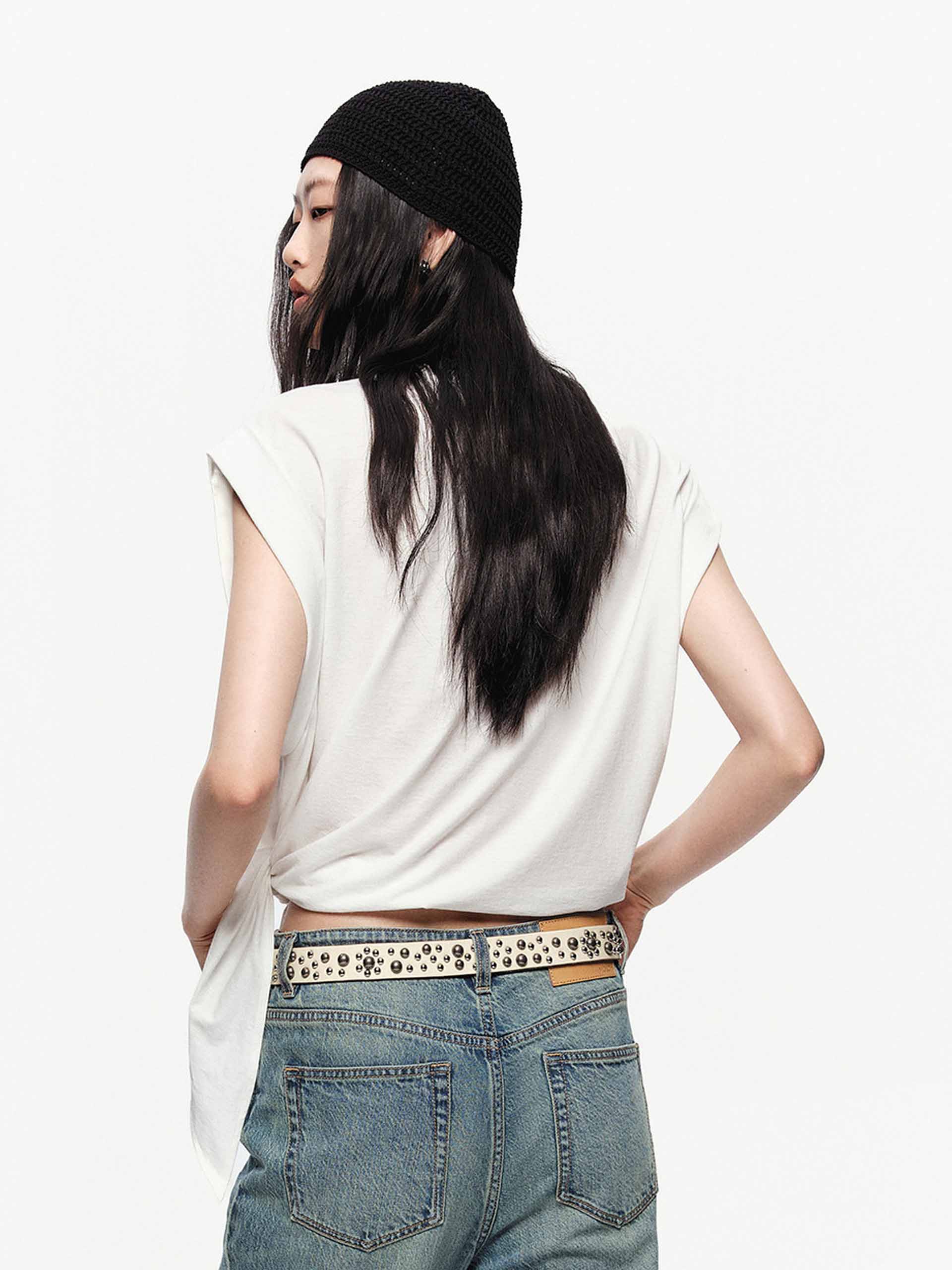 Shoulder Padless Side Tie Top - Image 6
