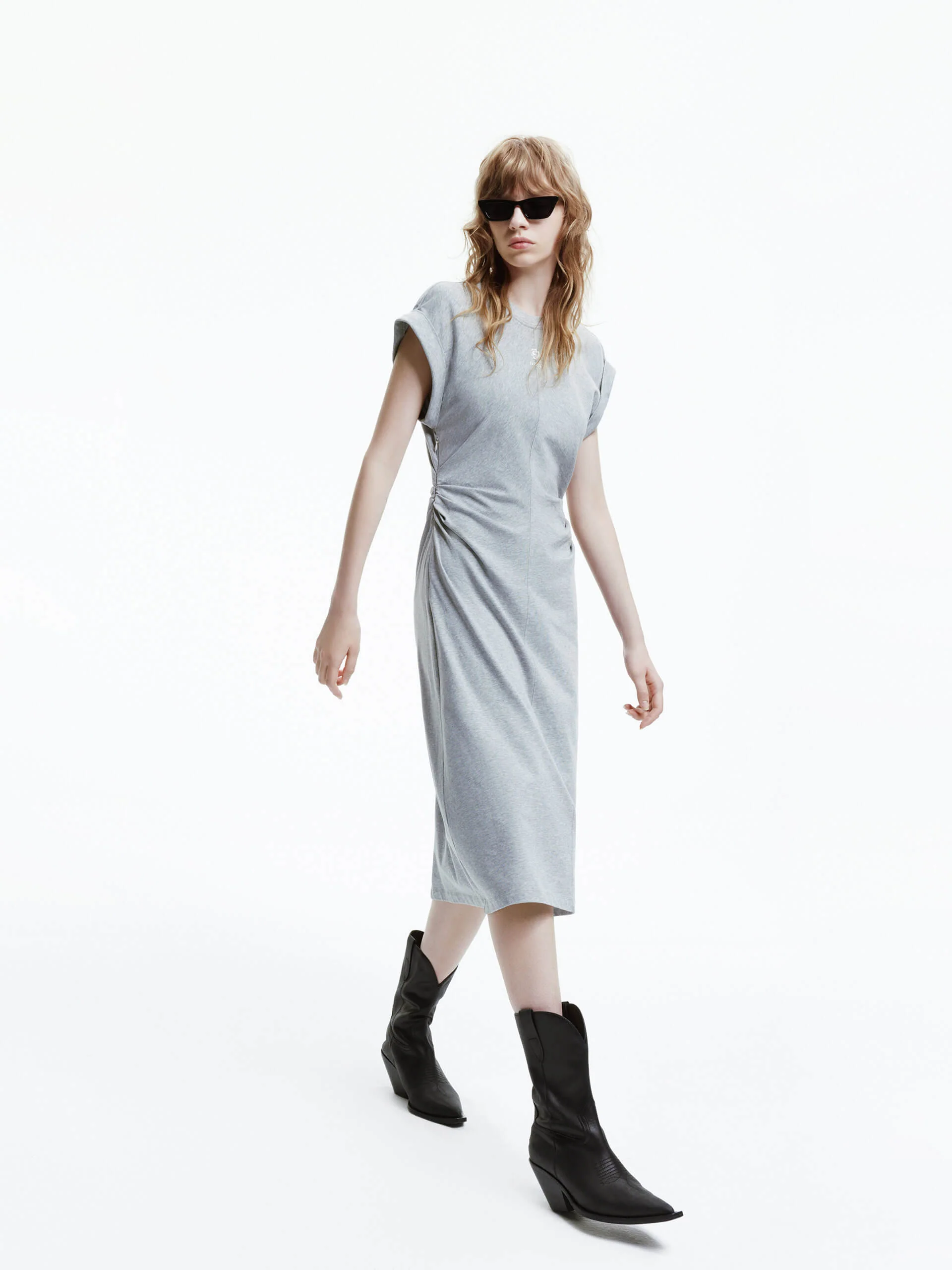 Side Pleated Cotton Dress - Image 2