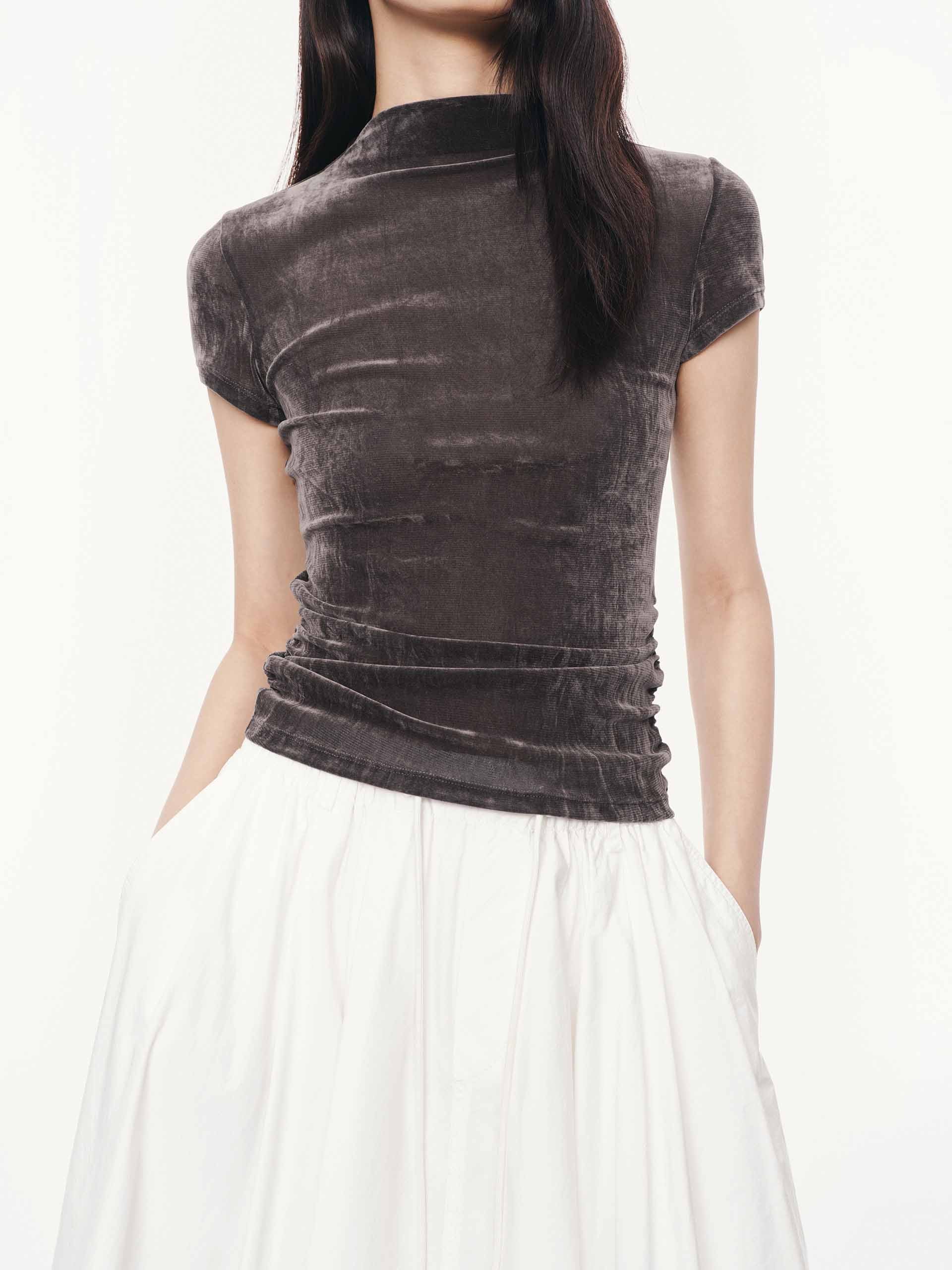Side Pleated Velvet Top - Image 16