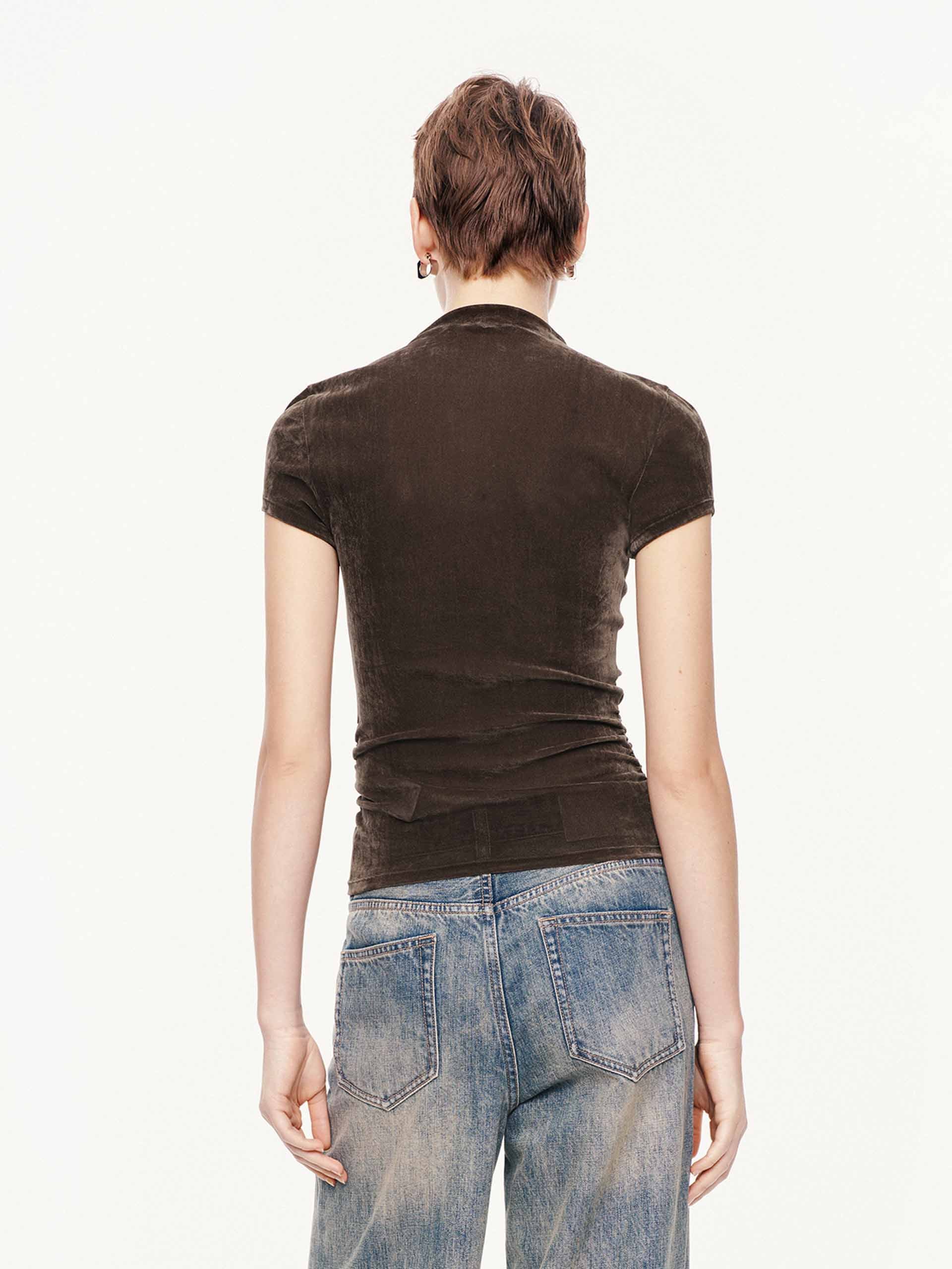 Side Pleated Velvet Top - Image 6