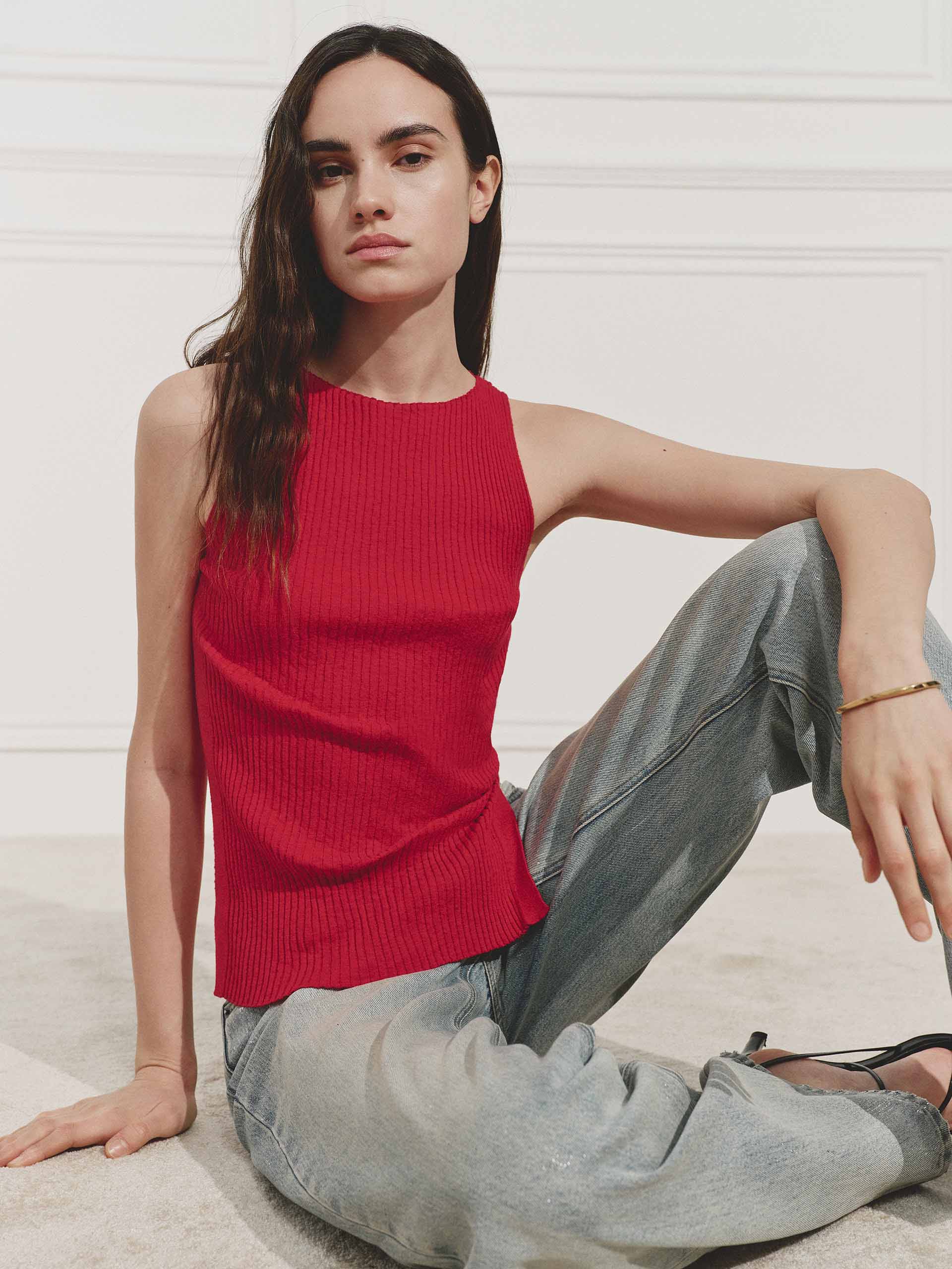 Side Slit Ribbed Knit Top - Image 15
