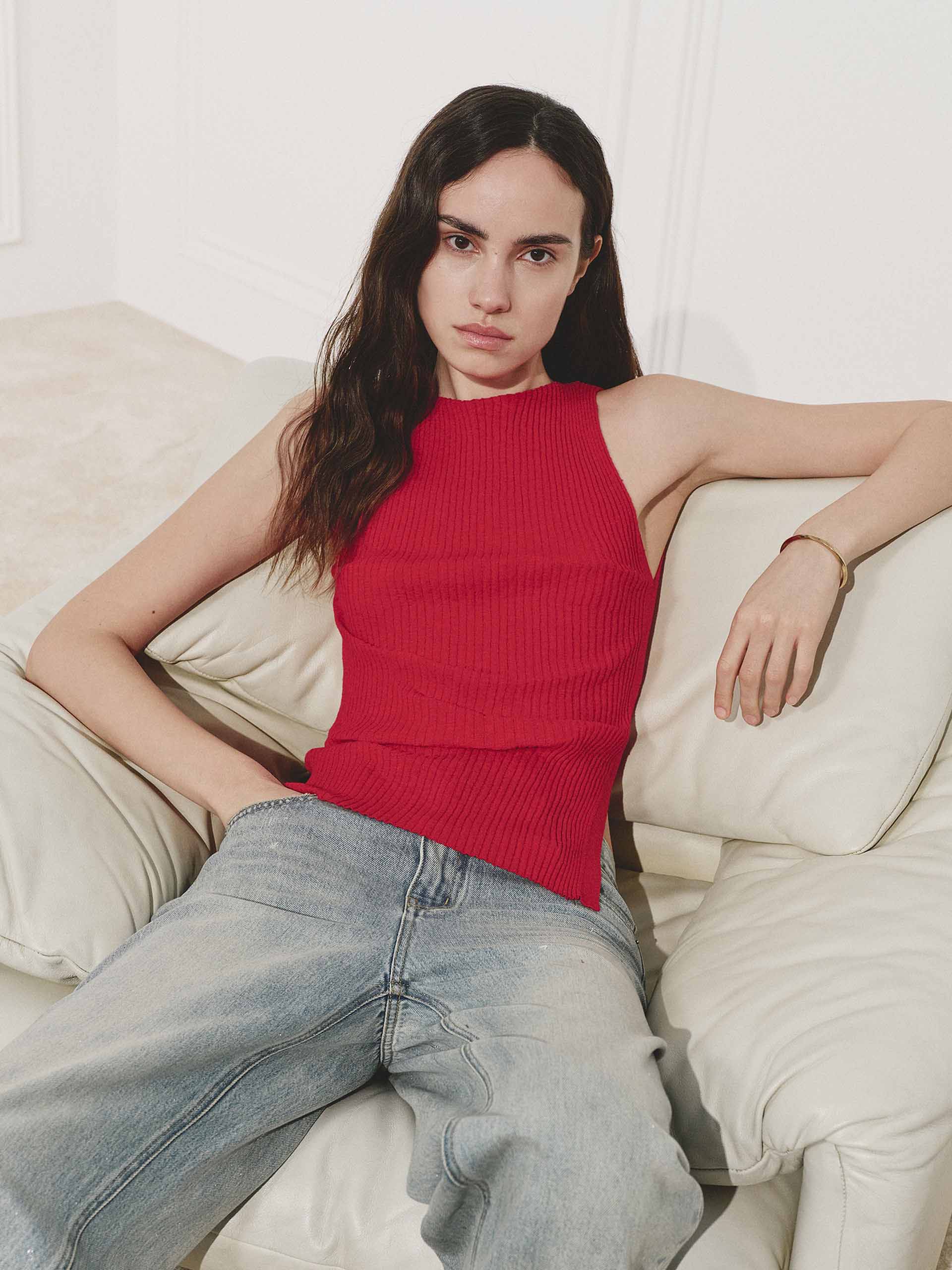 Side Slit Ribbed Knit Top - Image 9