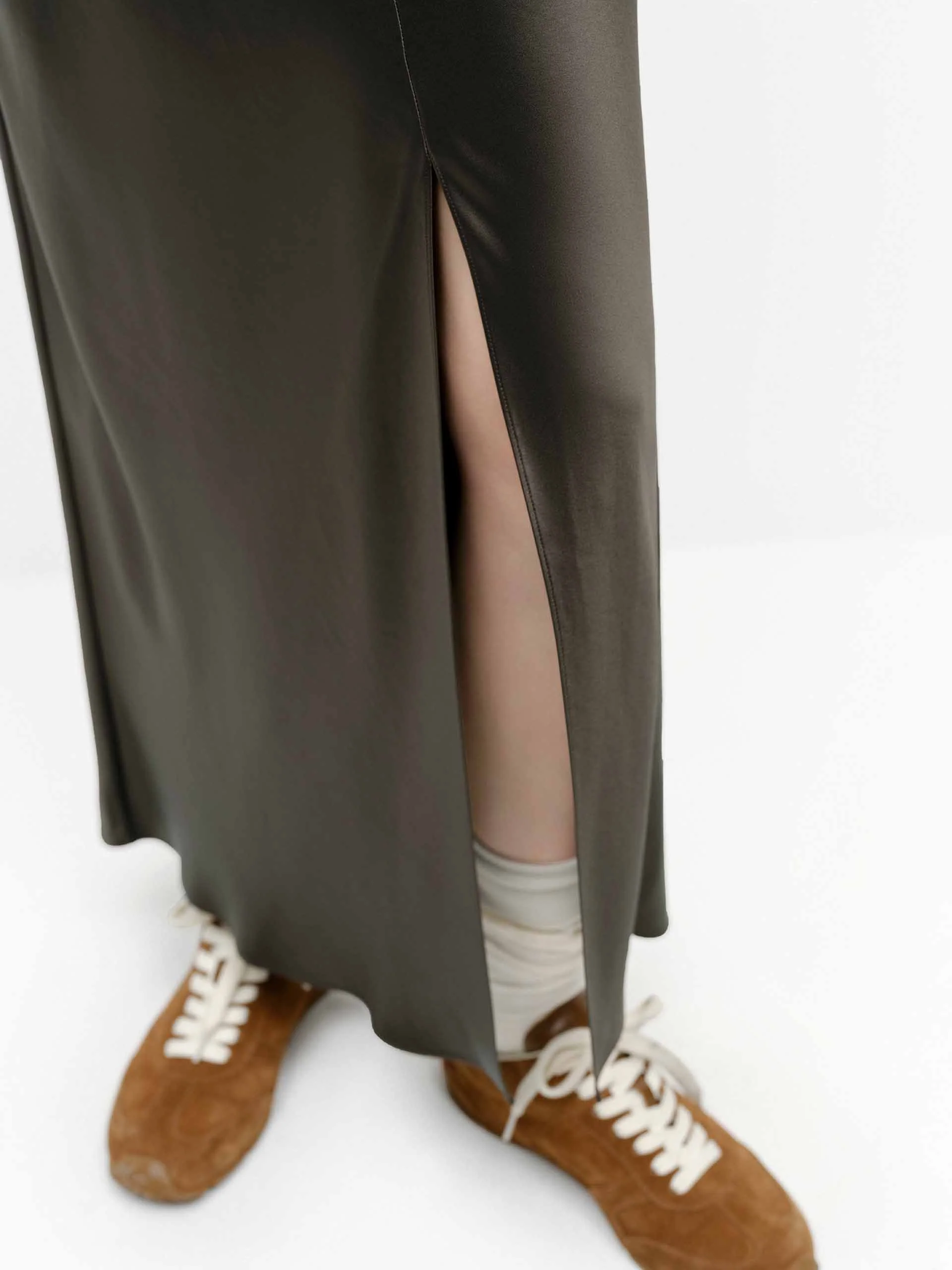 Side Slit Satin Skirt - Image 13