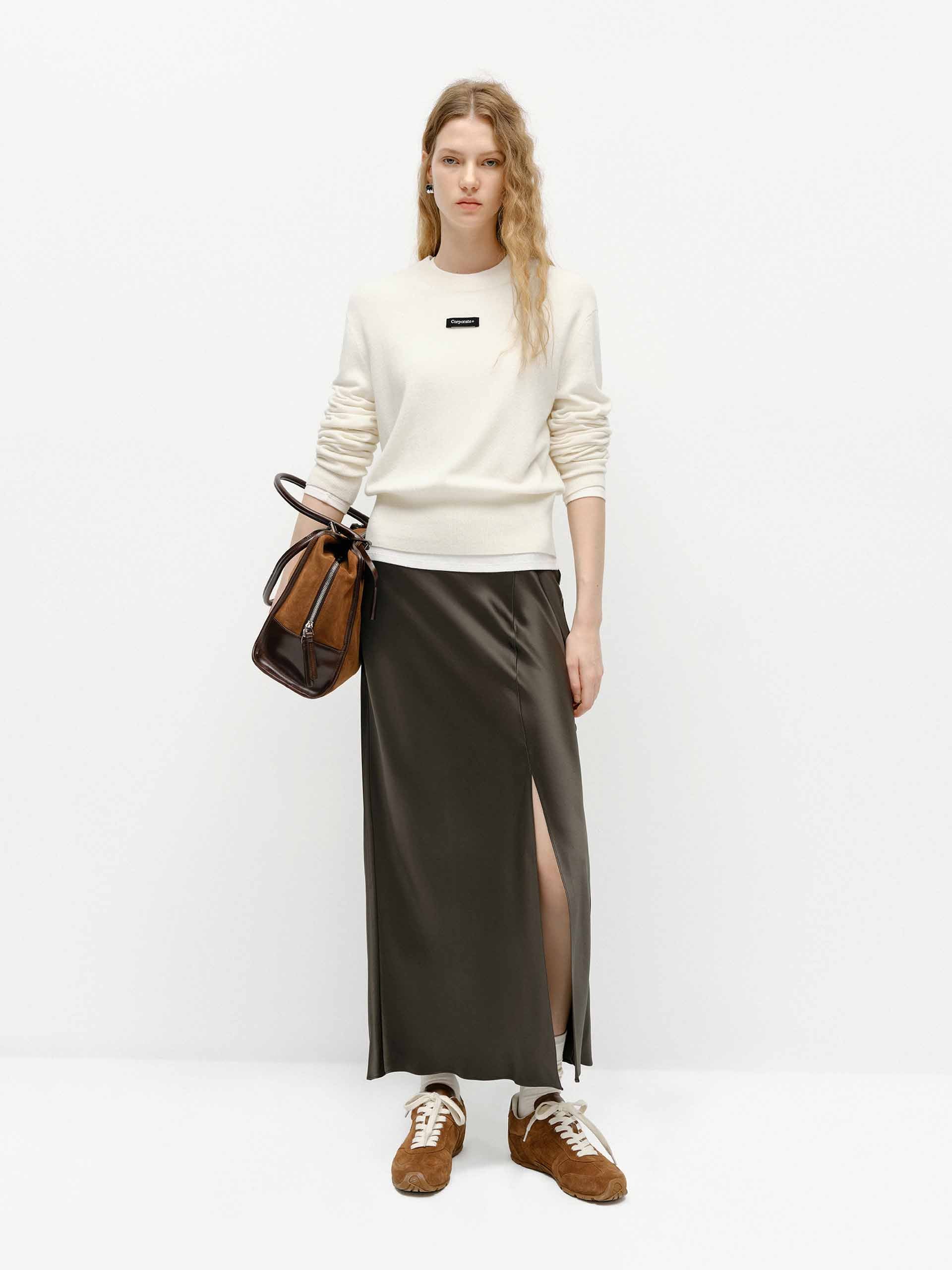 Side Slit Satin Skirt - Image 9