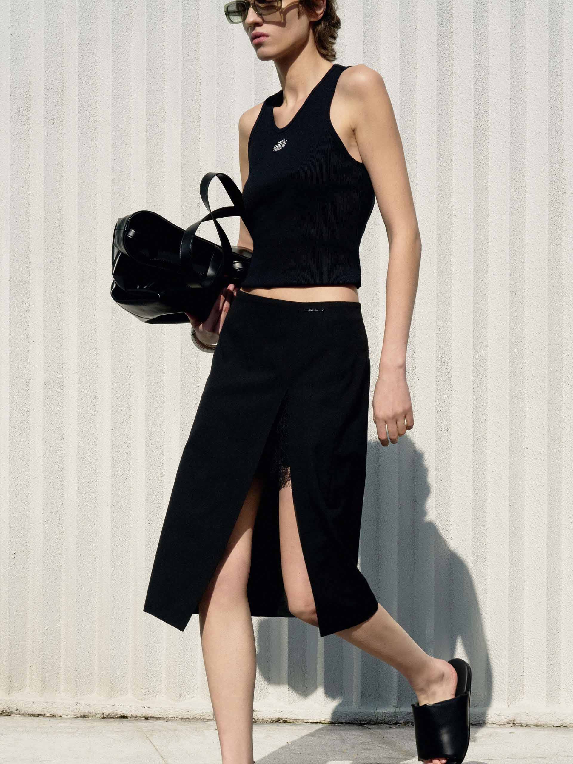 Side Slit Wool Skirt - Image 2