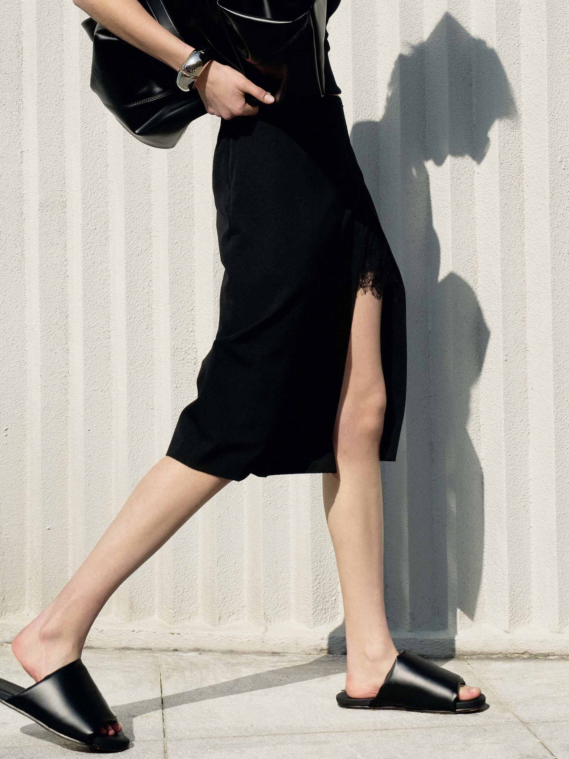 Side Slit Wool Skirt - Image 3