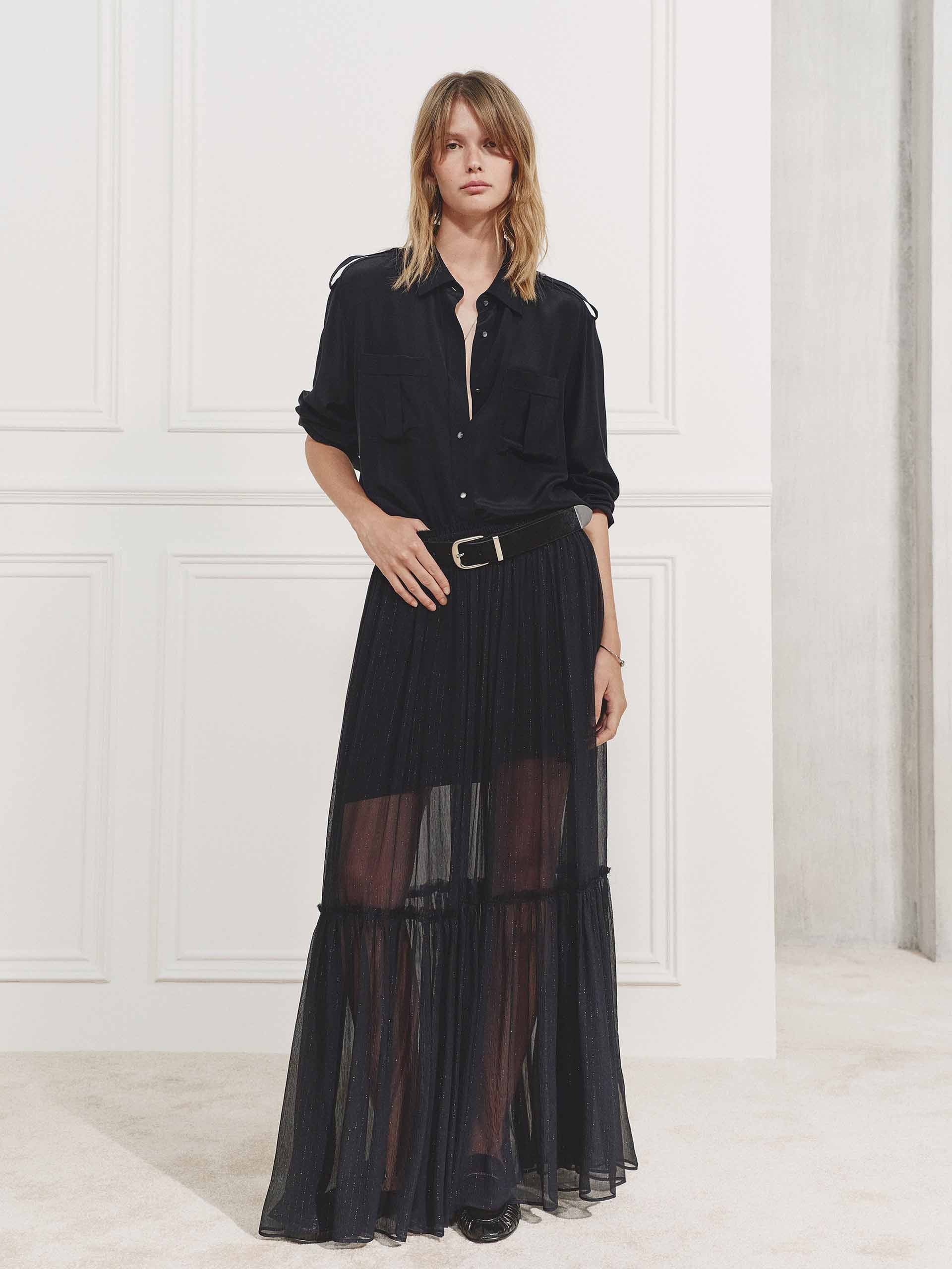 Silk Elastic Waist Maxi Skirt - Image 10