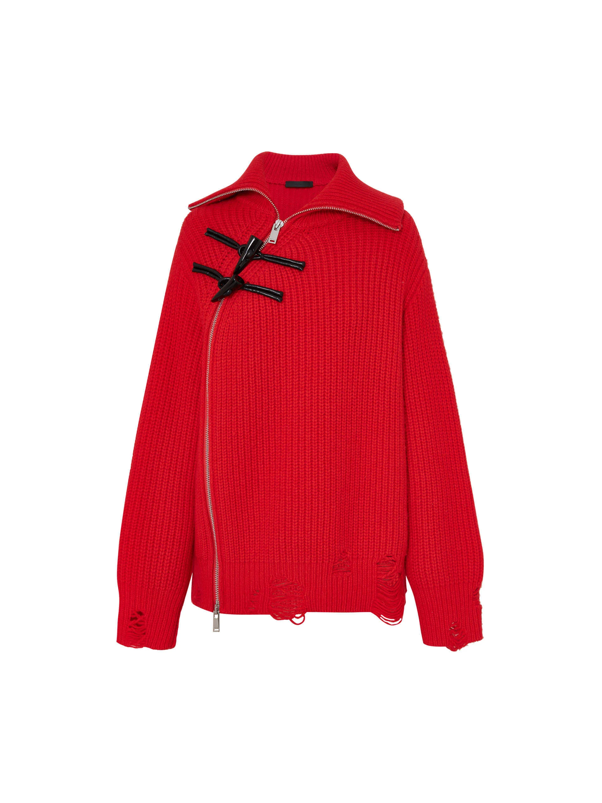 Slanted Placket Distressed Sweater - Image 13