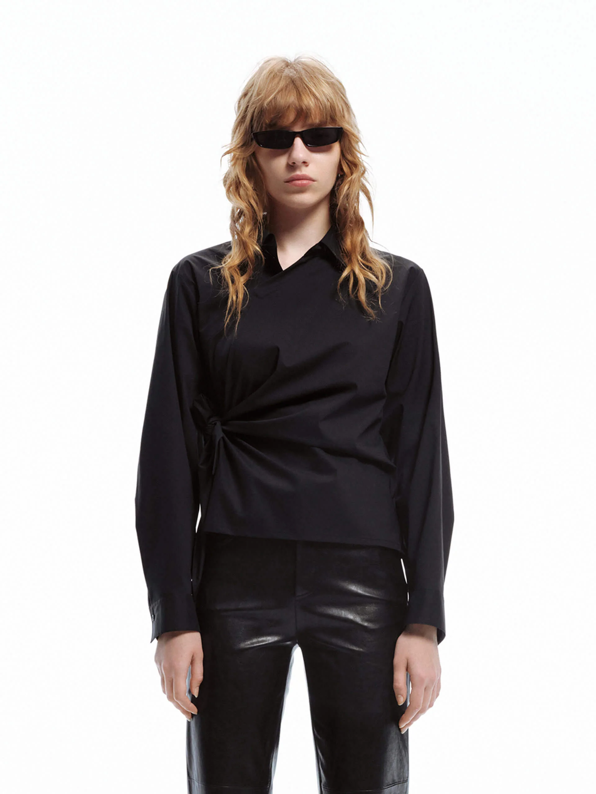 Slanted Placket Tie Shirt - Image 10