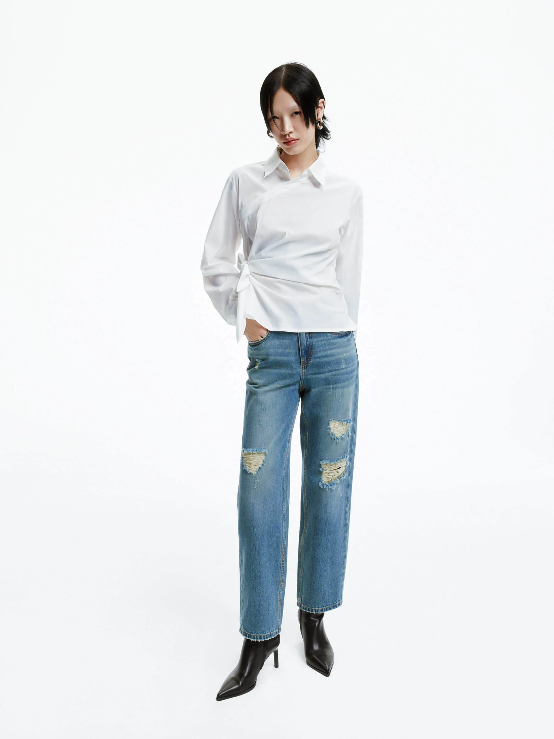 Slanted Placket Tie Shirt - Image 3